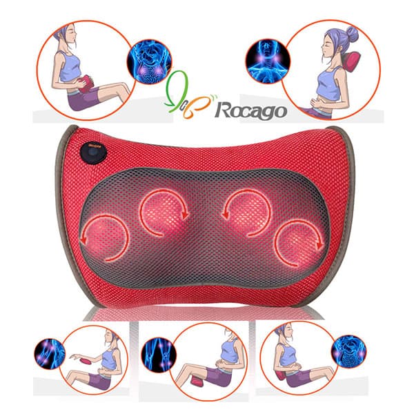Massage Pillow Electric High Frequency Rotating Heating Portable Chinese Red