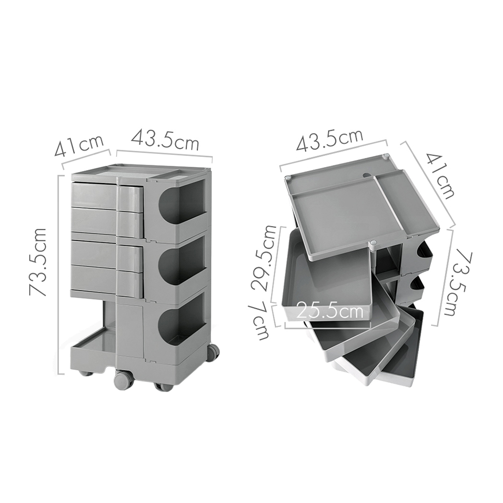 Artiss Storage Trolley Bedside Table 5 Tier Cart Boby Replica Grey