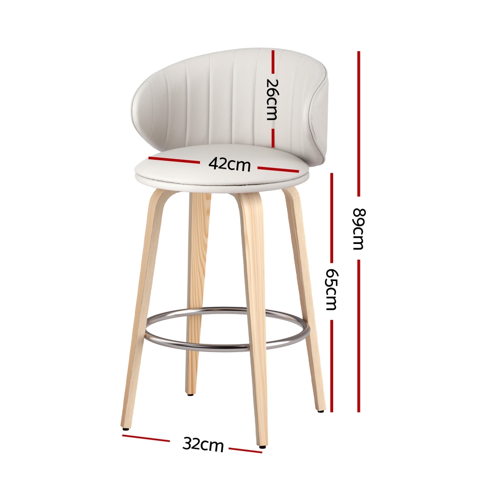 4x Artiss Bar Stools Dining Chairs Contoured Leather Wood Stool