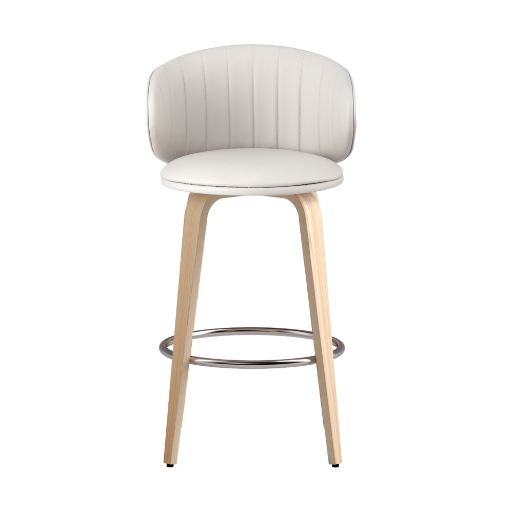 4x Artiss Bar Stools Dining Chairs Contoured Leather Wood Stool