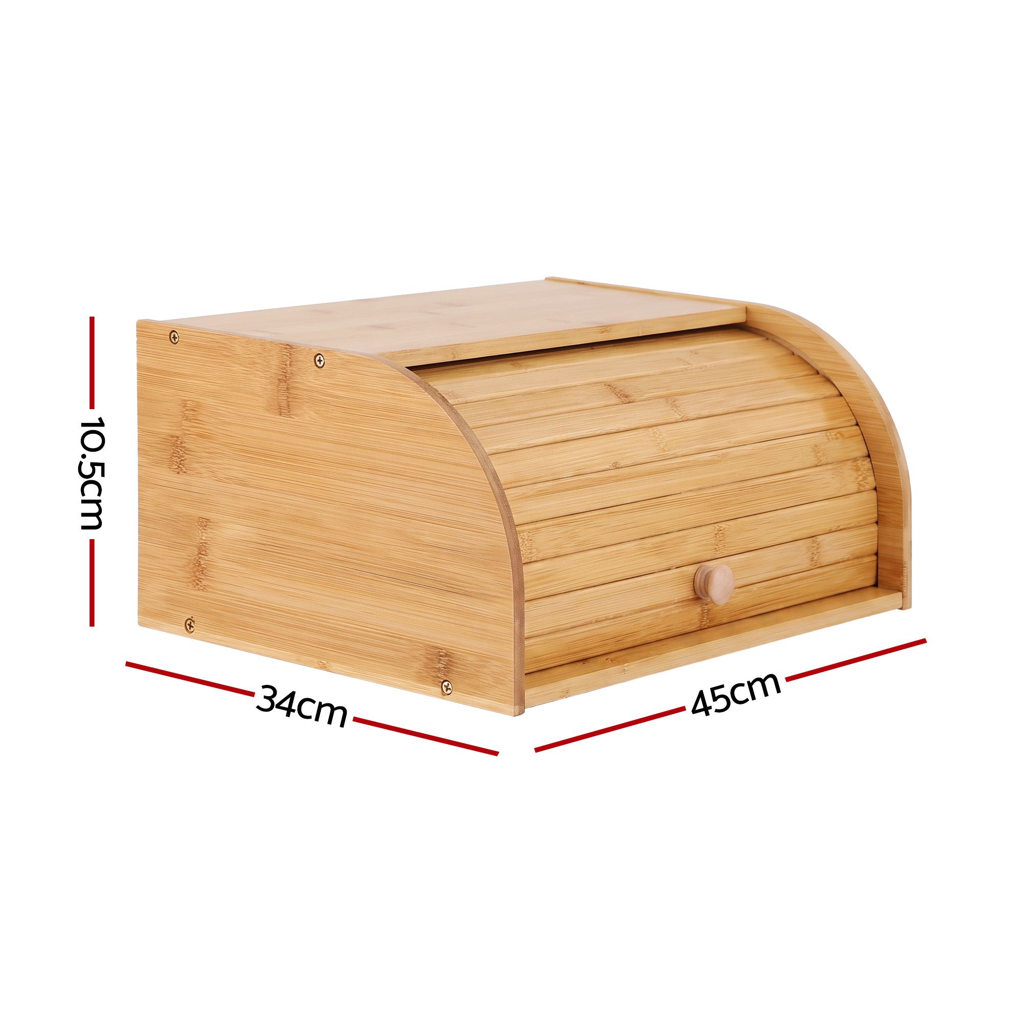 Artiss Bamboo Bread Box Bin Roll Top Kitchen Countertop Storage 45cm Natural
