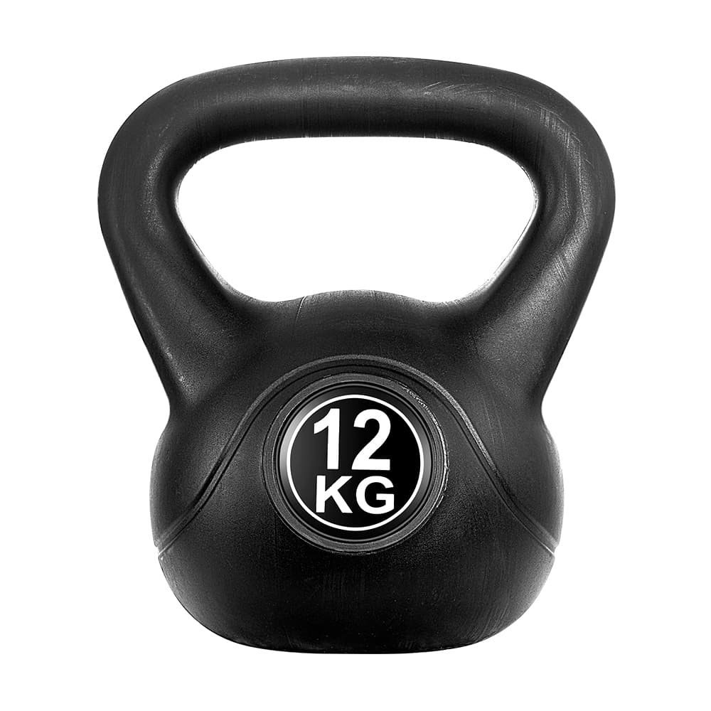 Kettlebell Set 12kg Concrete Filled Easy Handle Black