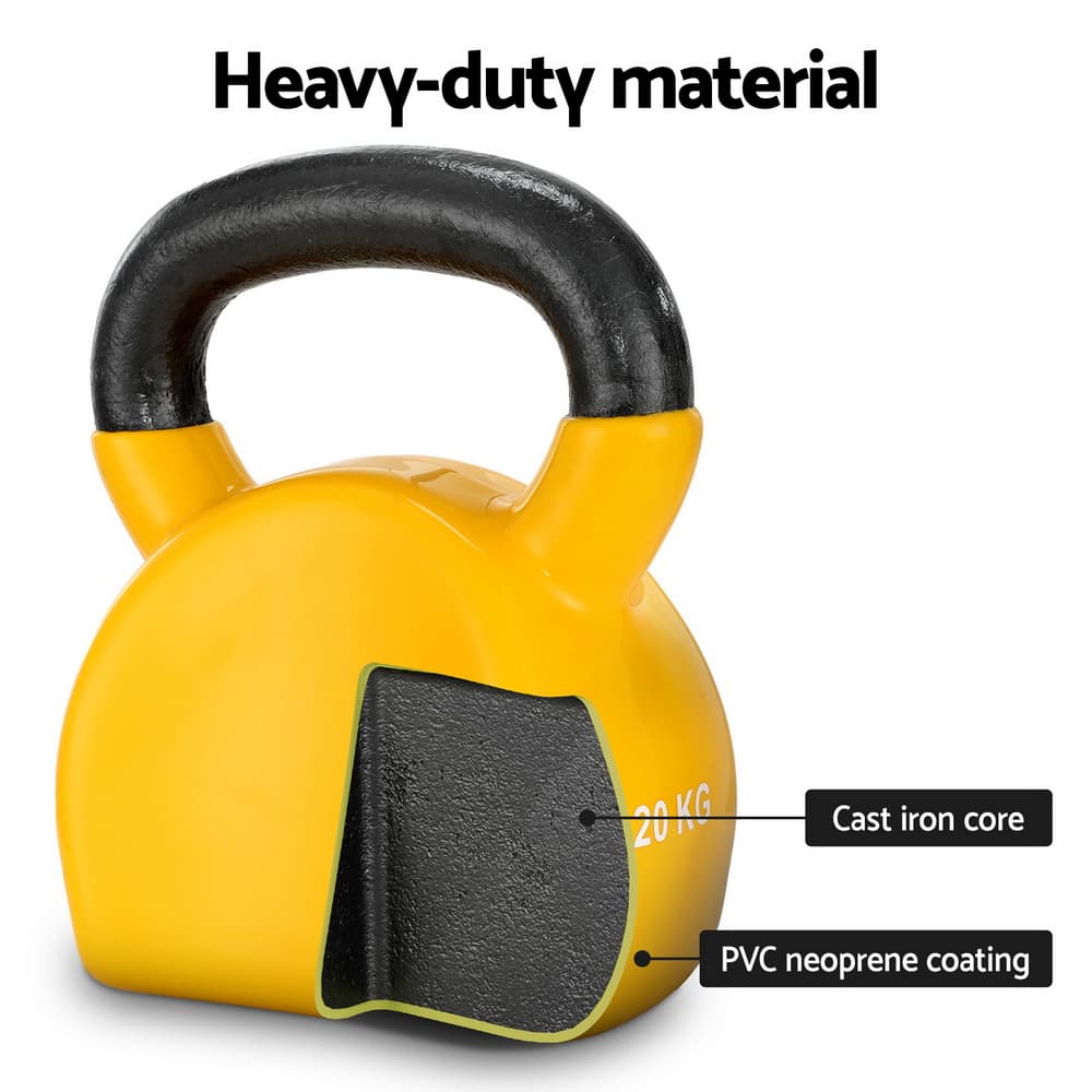 Kettlebell Set 20kg PVC Neoprene Coating Yellow