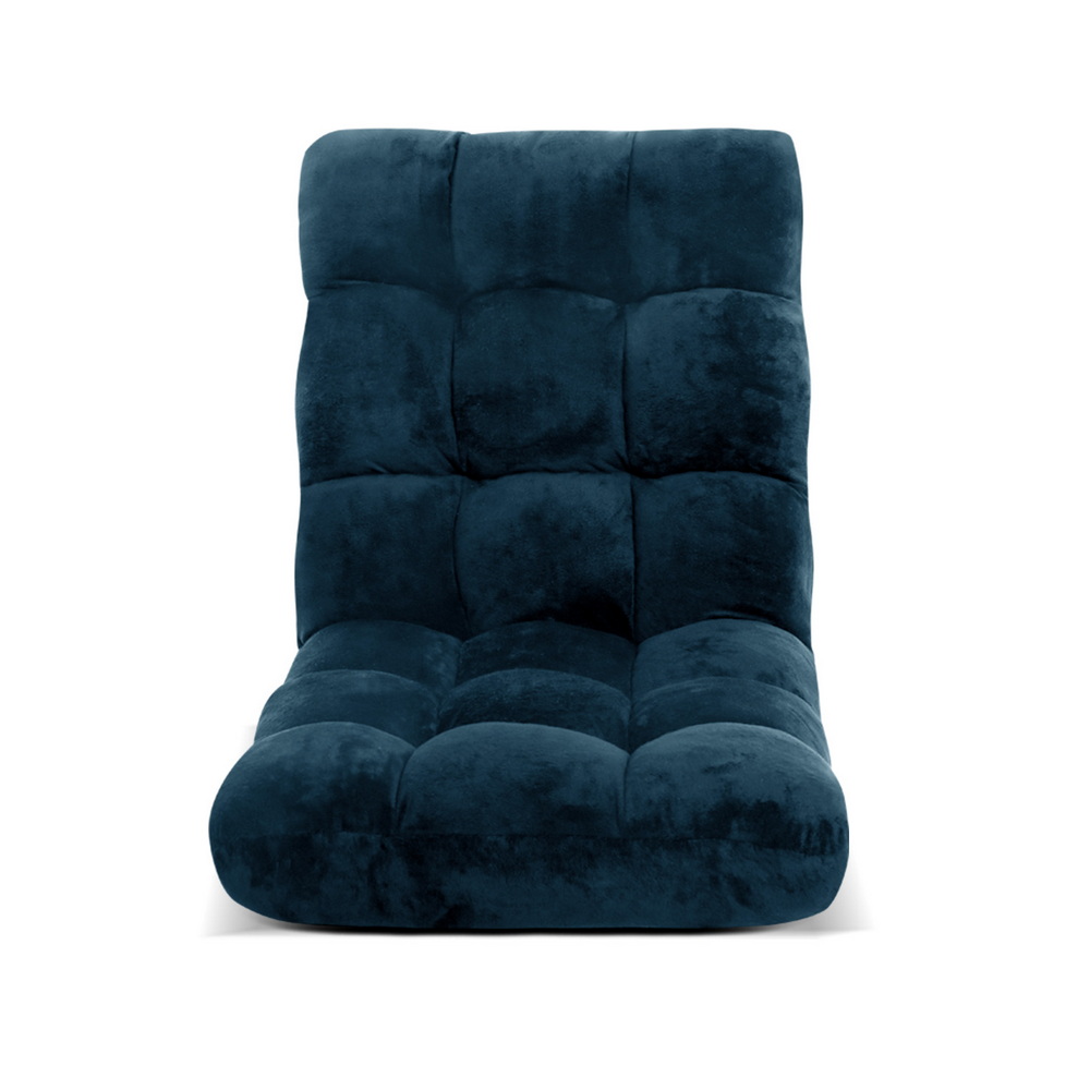 Artiss Floor Lounge Sofa Bed Flannel Fabric Navy