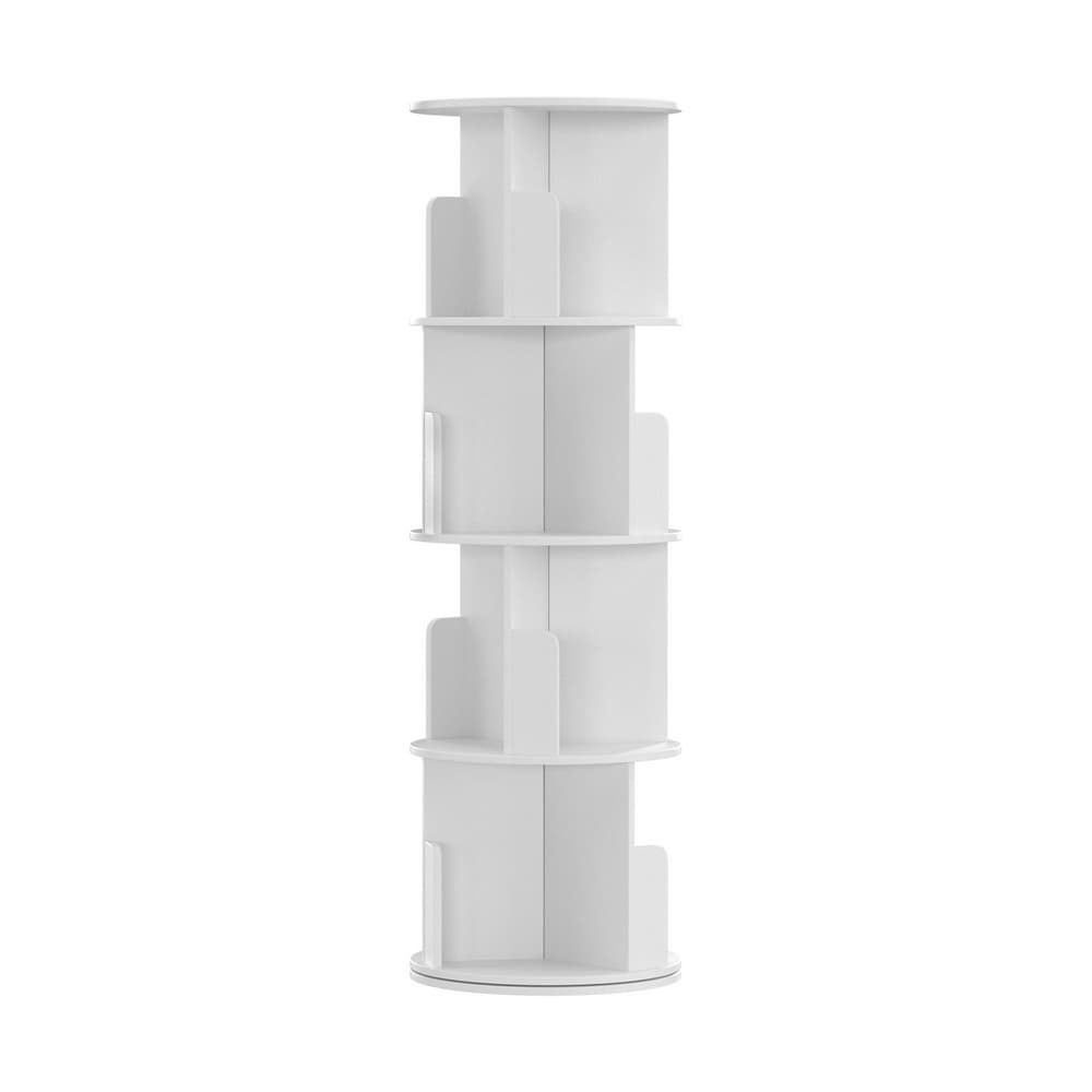 Bookcase 4 Tier Rotating Shelf White