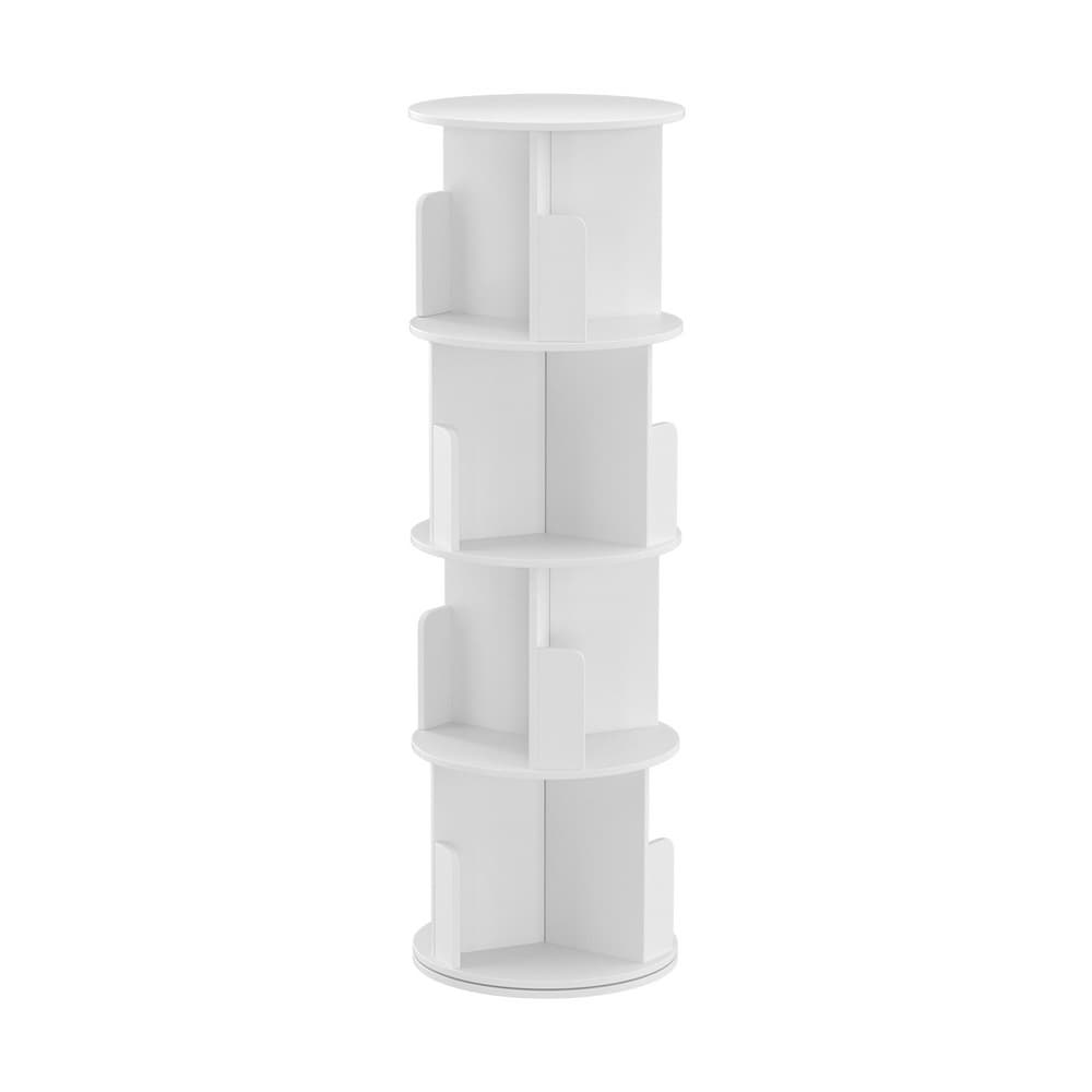 Bookcase 4 Tier Rotating Shelf White