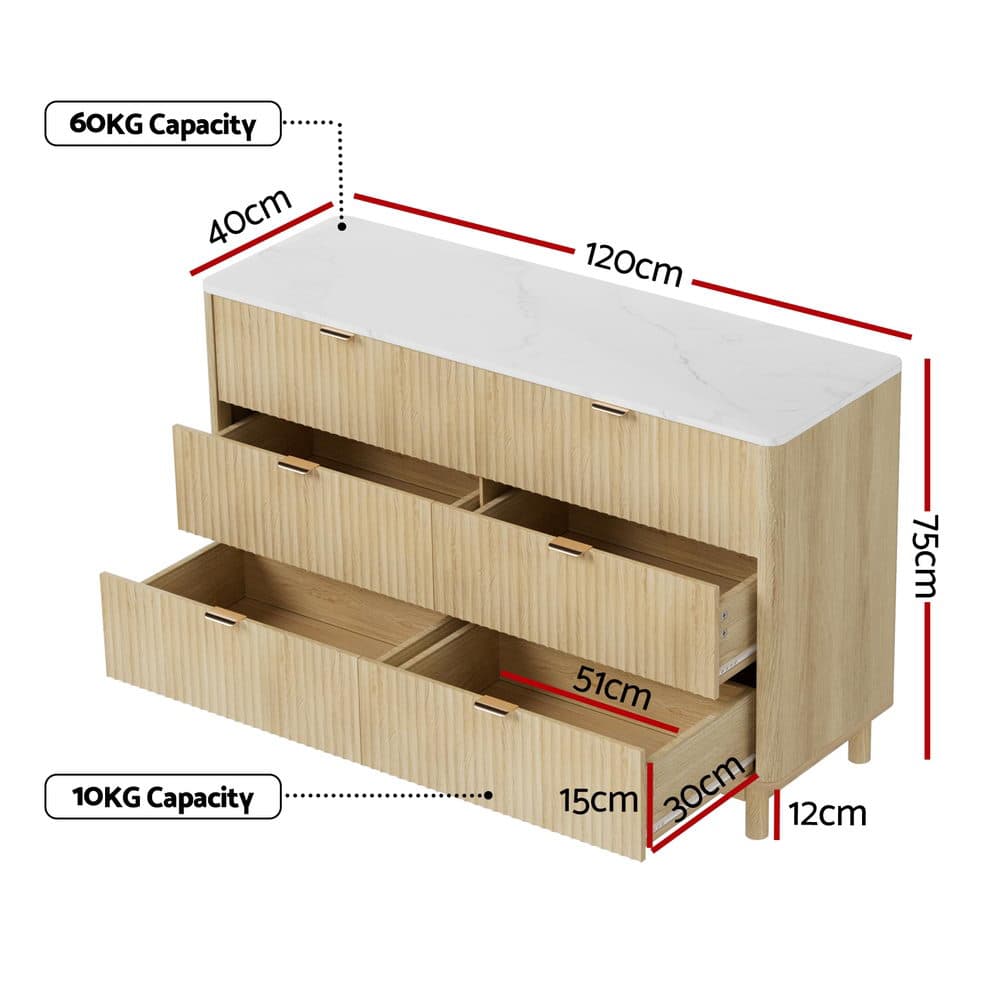 Artiss 6 Chest of Drawers Dresser Table Pine