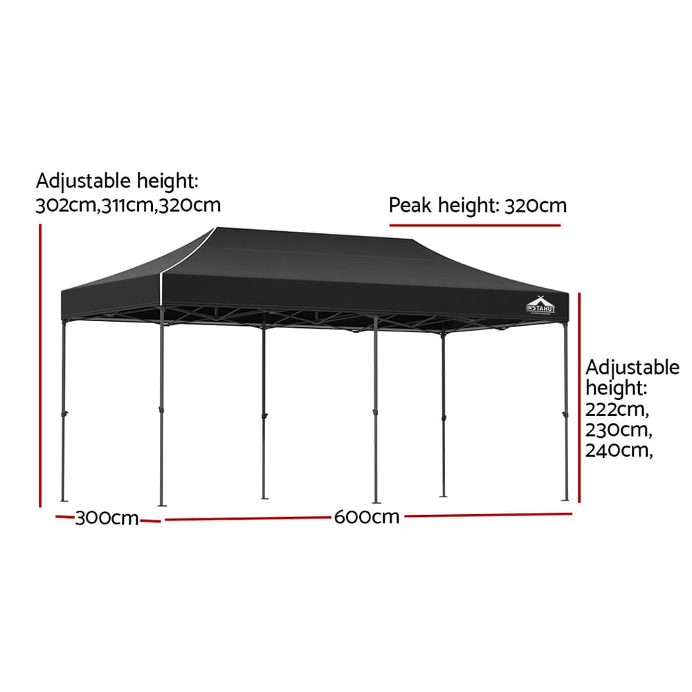 Pop Up Gazebo 3x6 Folding Tent Wedding Black