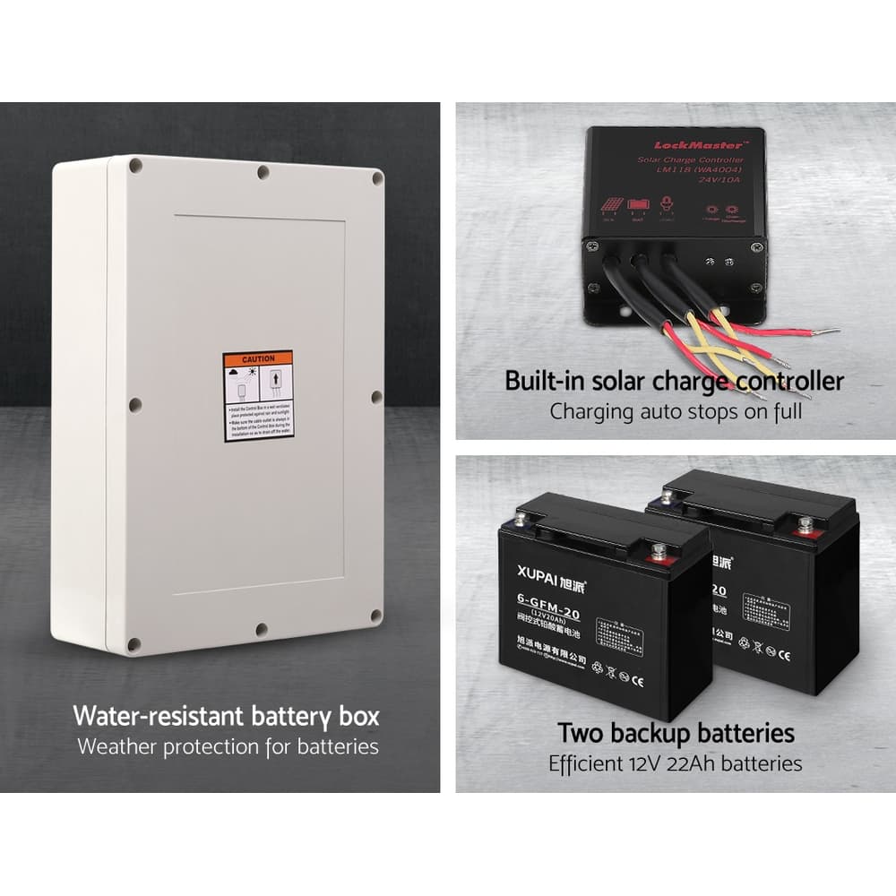 Automatic Sliding Gate Opener Kit Solar-Powered 40W 4M 600KG