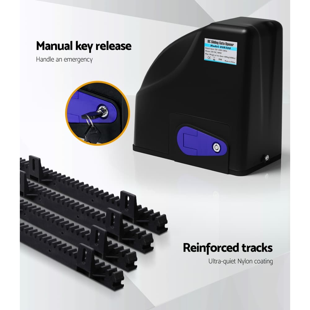 Automatic Sliding Gate Opener Kit Solar-Powered 40W 4M 600KG