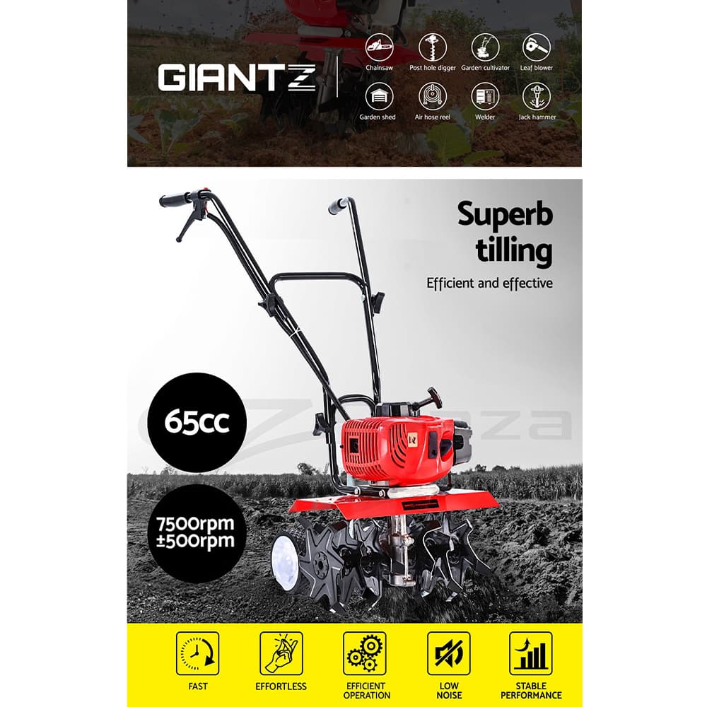 Tiller 65CC 6 Blades 400mm Width Petrol Cultivator