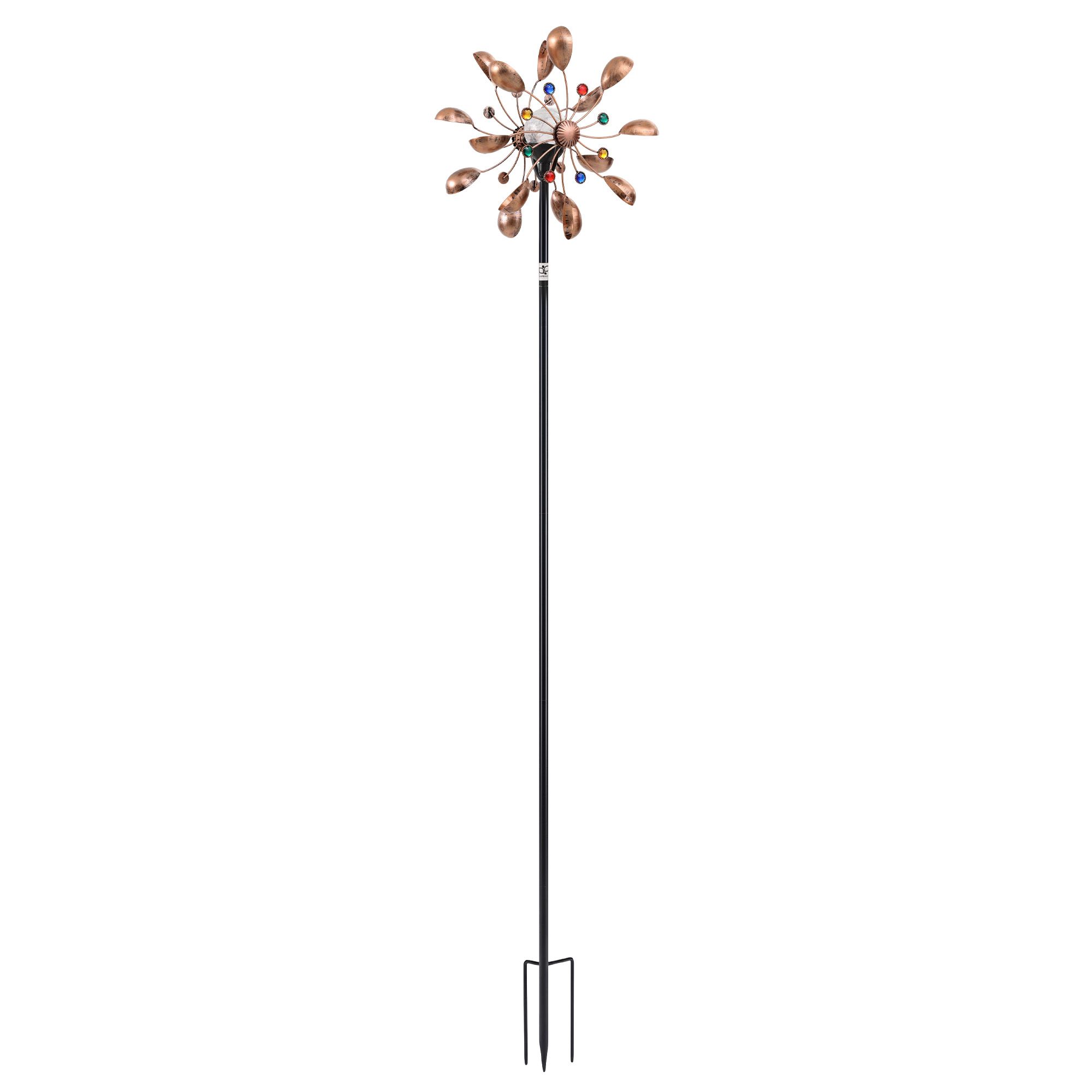 Gardeon Garden Windmill Metal Wind Spinner Solar Light Outdoor 190cmr Bronze