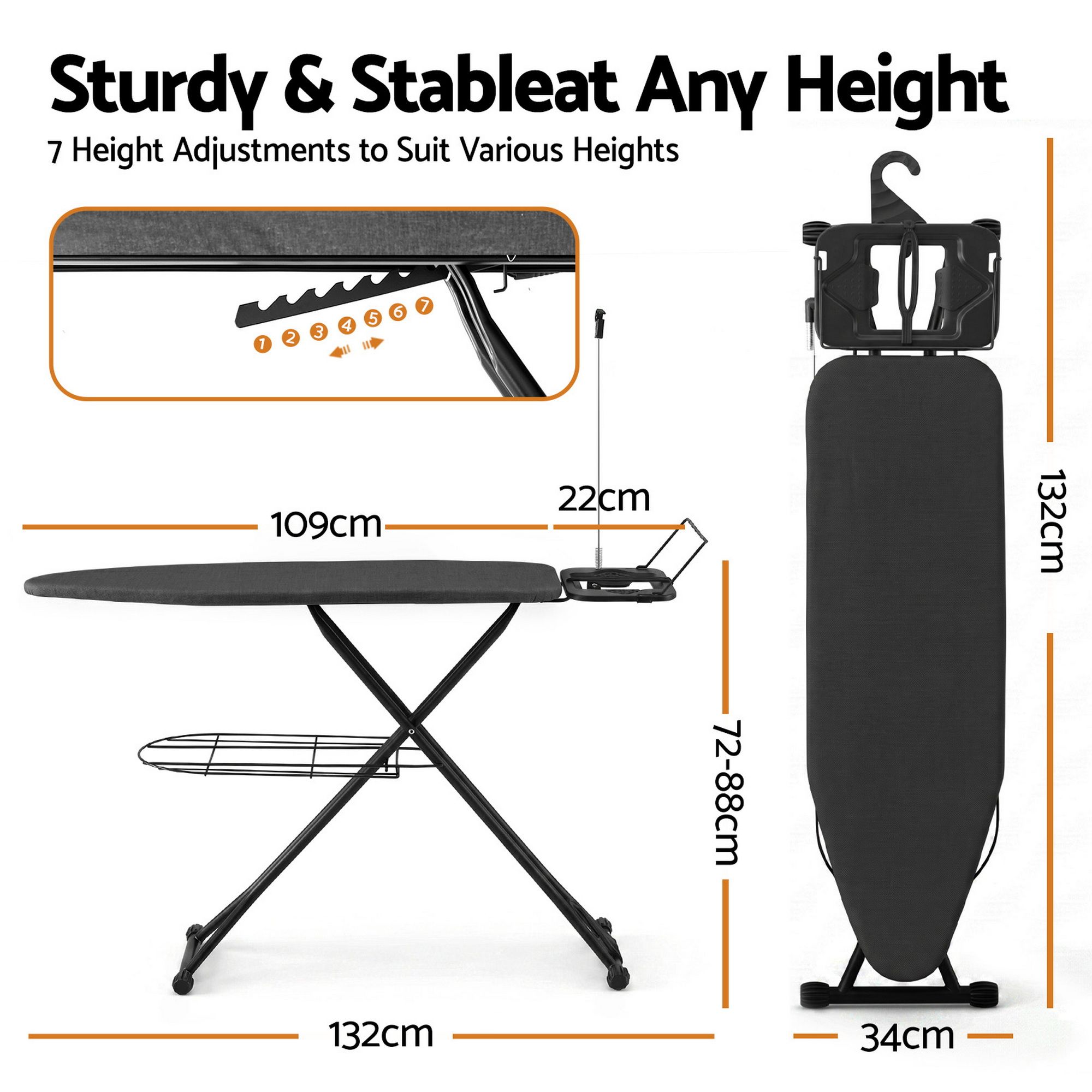 Artiss Foldable Ironing Board with Iron Rest Ironing Board for Laundry Room