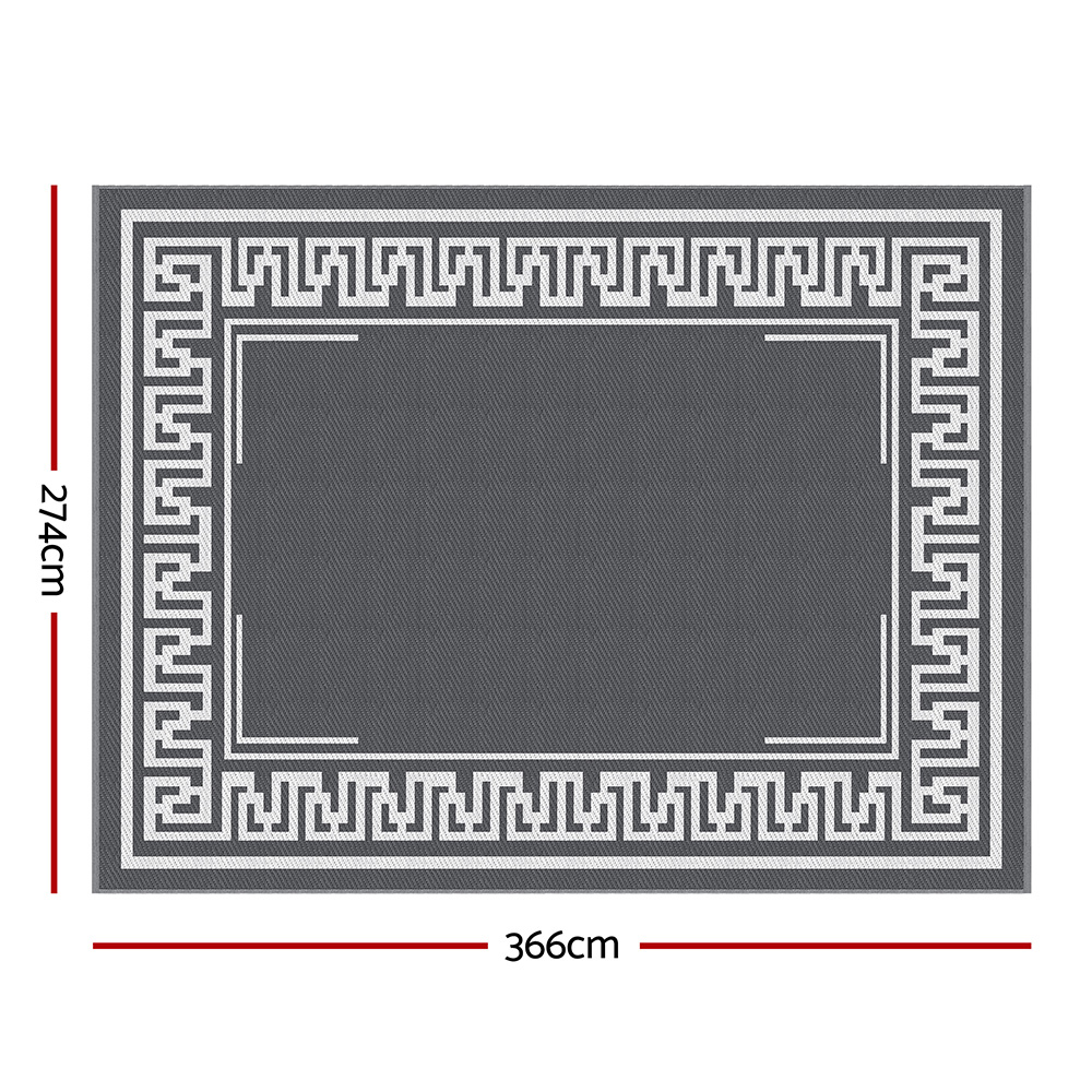 Gardeon Outdoor Rugs 274x366cm Large Carpet Reversible Area Mat PP Dual-Sided Patio Rug Greek Key