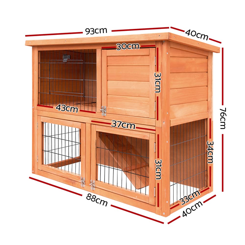 Chicken Coop Large 2 Storeys Wooden Cage 88cm x 40cm x 76cm Green Asphalt Roof Outdoor Pet House