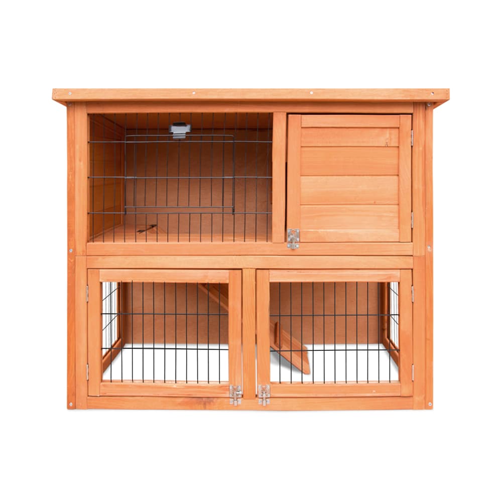 Chicken Coop Large 2 Storeys Wooden Cage 88cm x 40cm x 76cm Green Asphalt Roof Outdoor Pet House