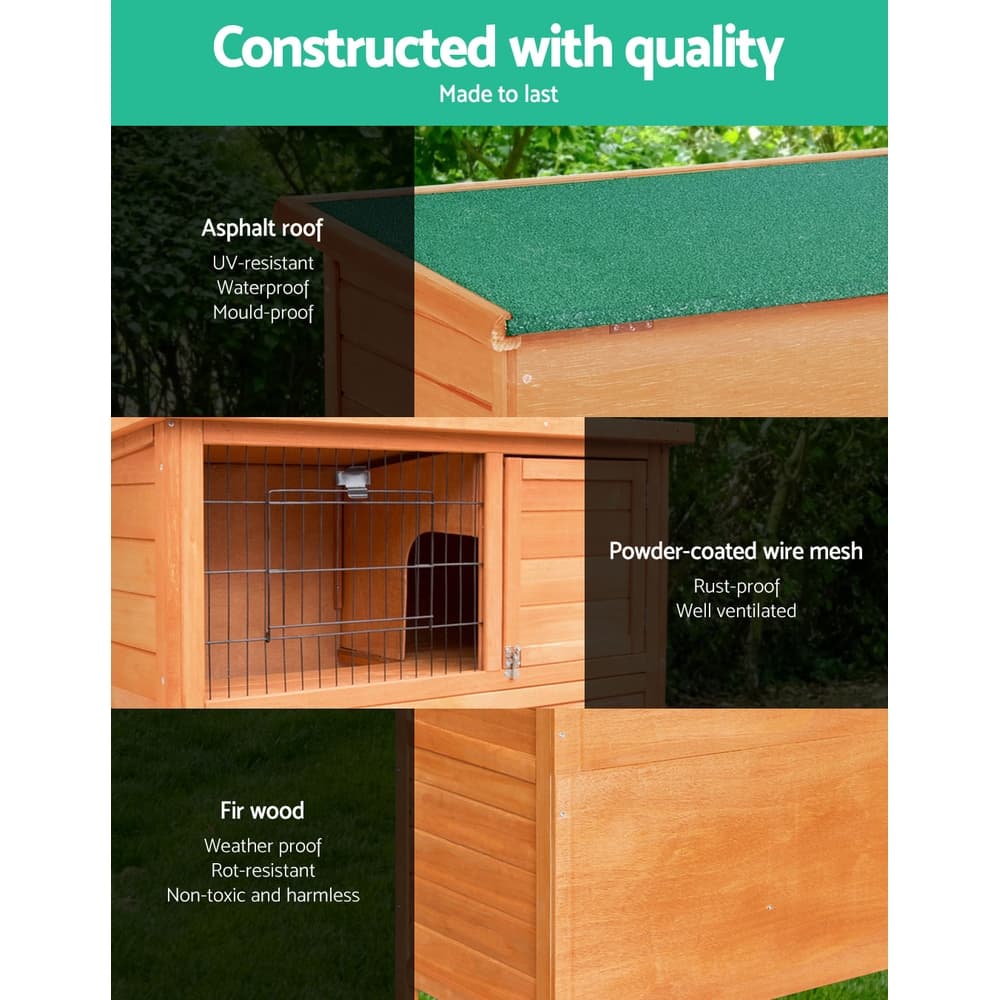 Chicken Coop Large 2 Storeys Wooden Cage 88cm x 40cm x 76cm Green Asphalt Roof Outdoor Pet House