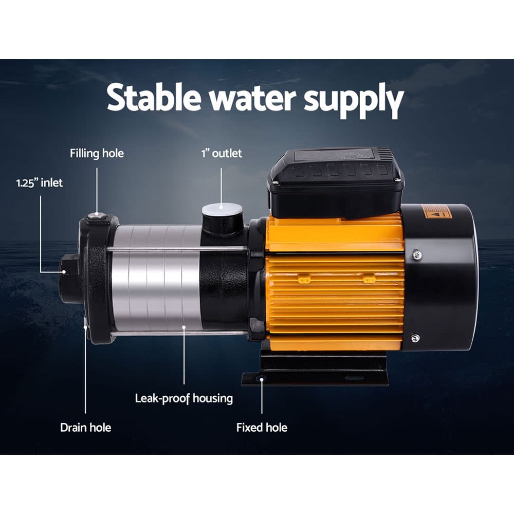 Garden Water Pump High Pressure 2500W 6-Stage Transfer Pump Black