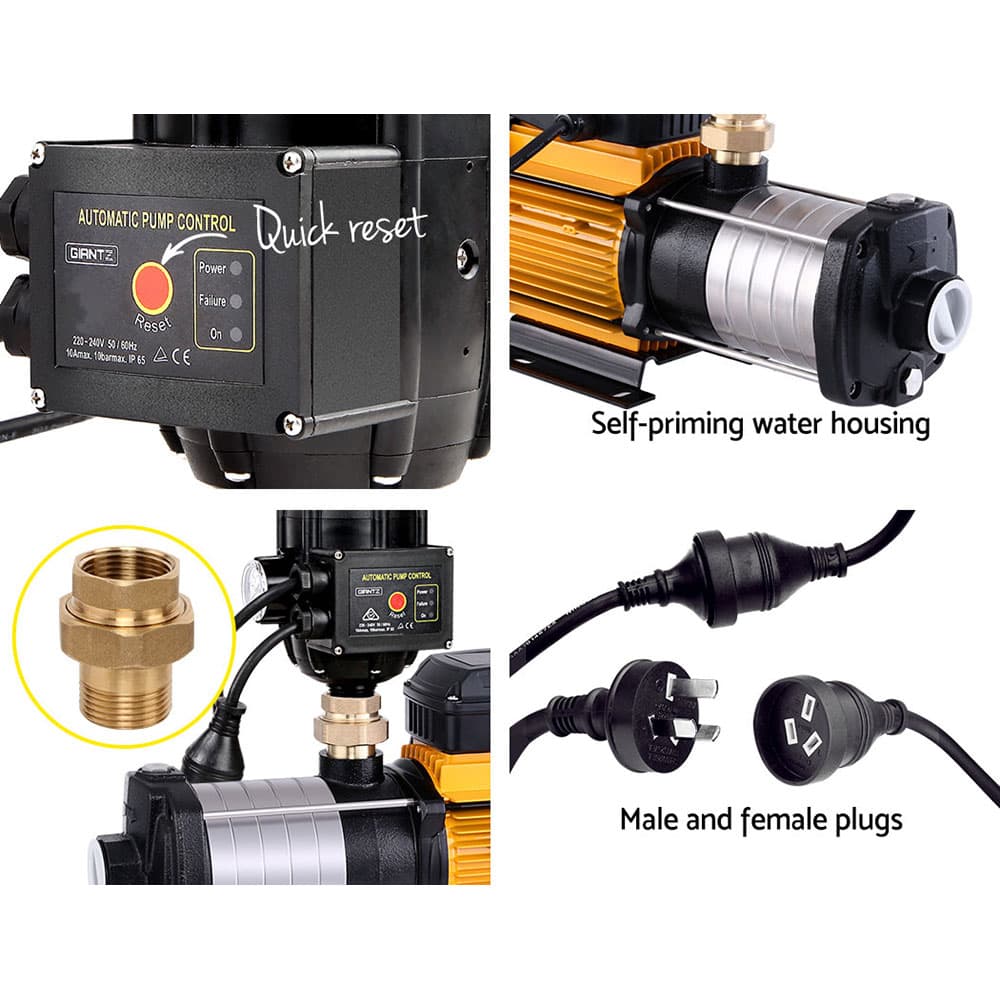 Garden Water Pump High Pressure 2500W 6-Stage Transfer Pump Black