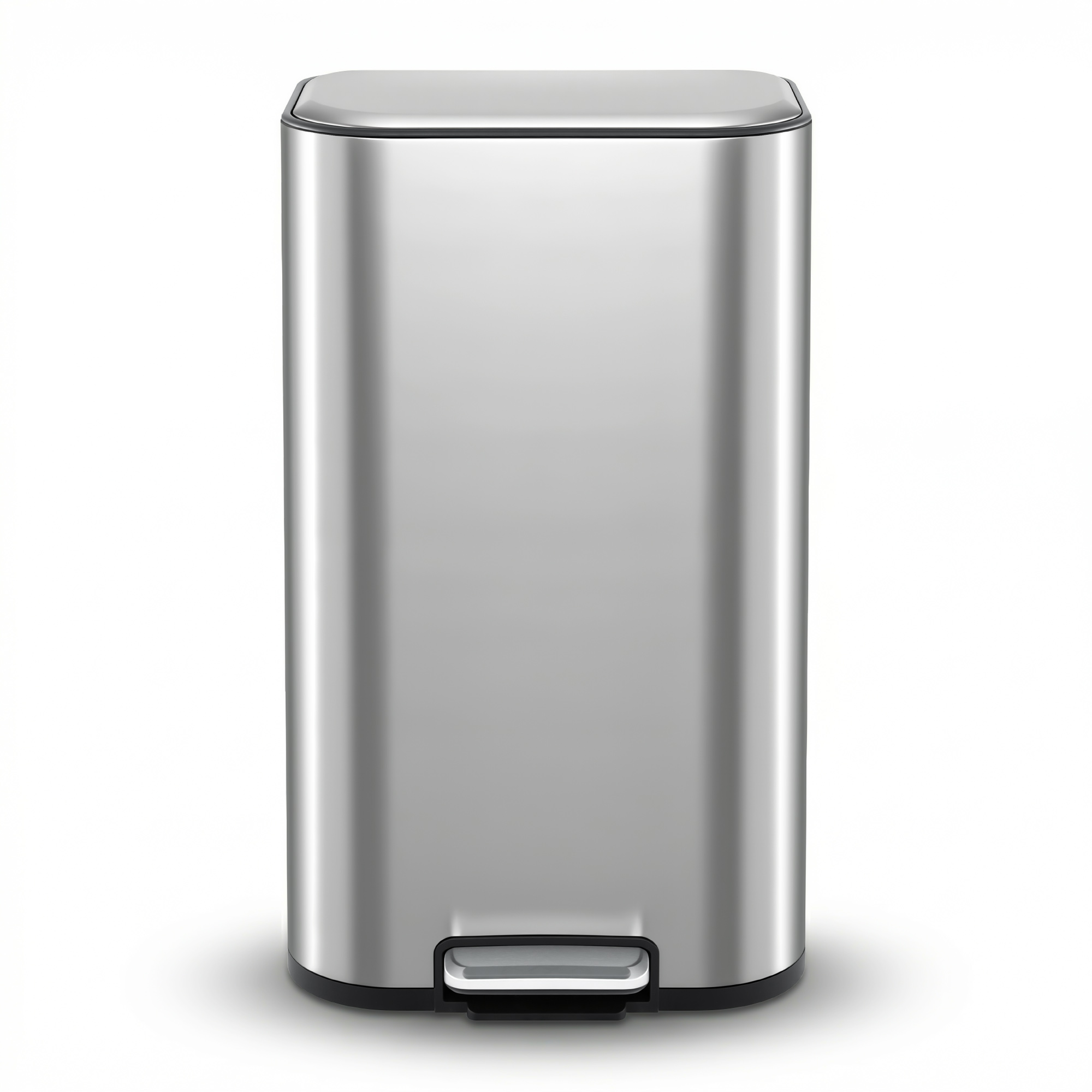 Cefito Kitchen Trash Can 40L Pedal Bins Rubbish Bin Steel with Soft Close Lid, Removable Inner Bucket, Rectangular Garbage Can Recycling Bin, Silver