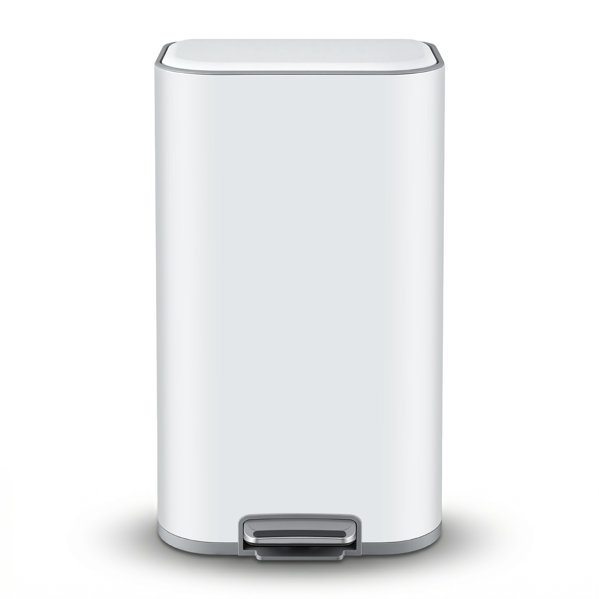 Cefito Kitchen Trash Can 40L Pedal Bins Rubbish Bin Steel with Soft Close Lid, Removable Inner Bucket, Rectangular Garbage Can Recycling Bin, White