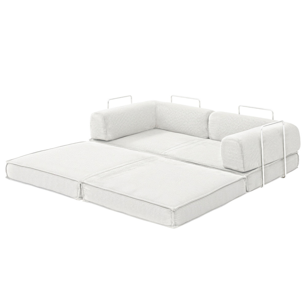 Artiss Convertible Folding Sofa Bed Pull Out Mattress Sleeper Couch Corduroy Beige