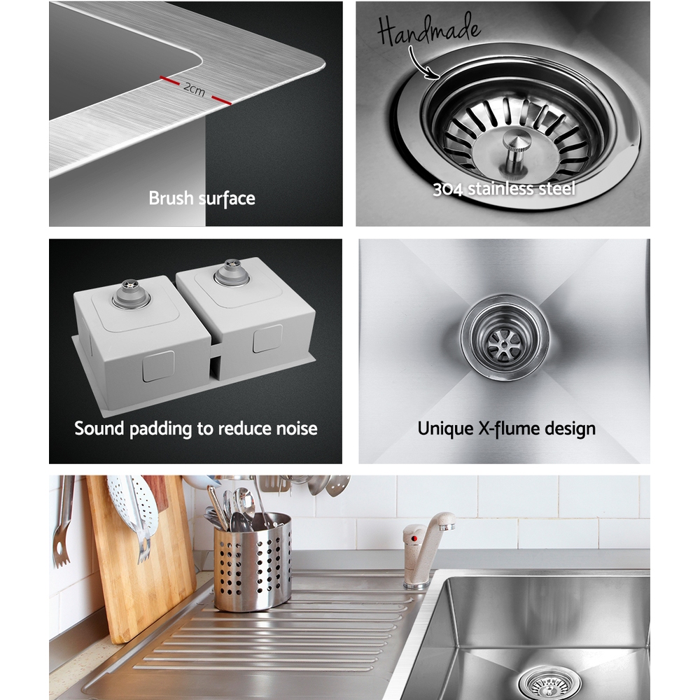 Cefito Kitchen Sink 86X44CM Stainless Steel Basin Double Bowl Silver