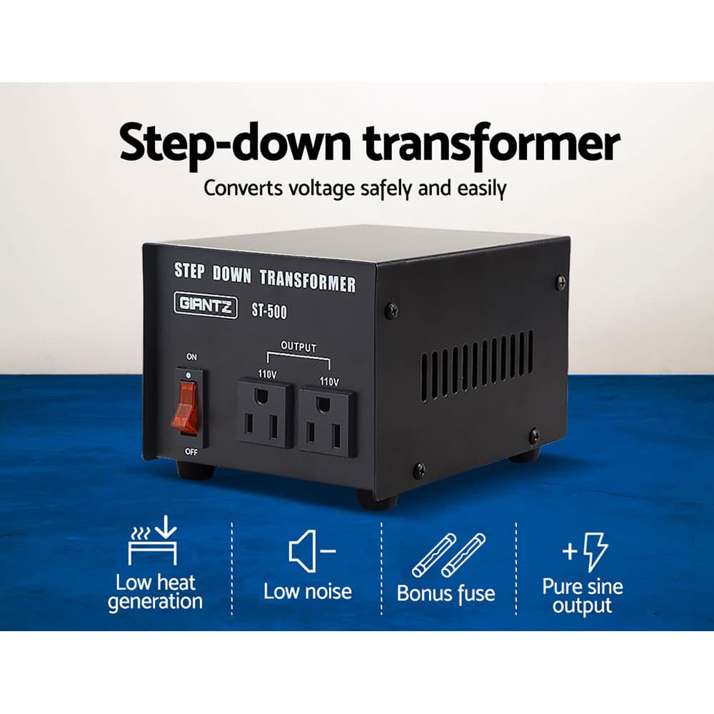 Step Down Transformer 500W 240V to 110V Lightweight Black