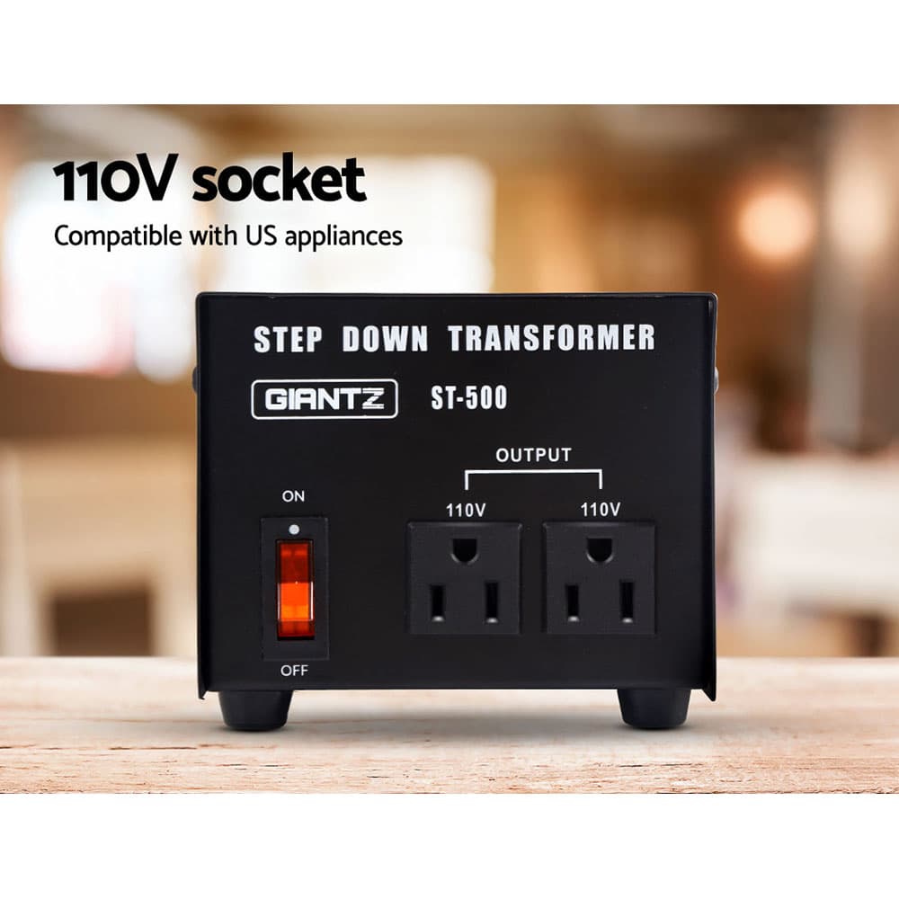 Step Down Transformer 500W 240V to 110V Lightweight Black