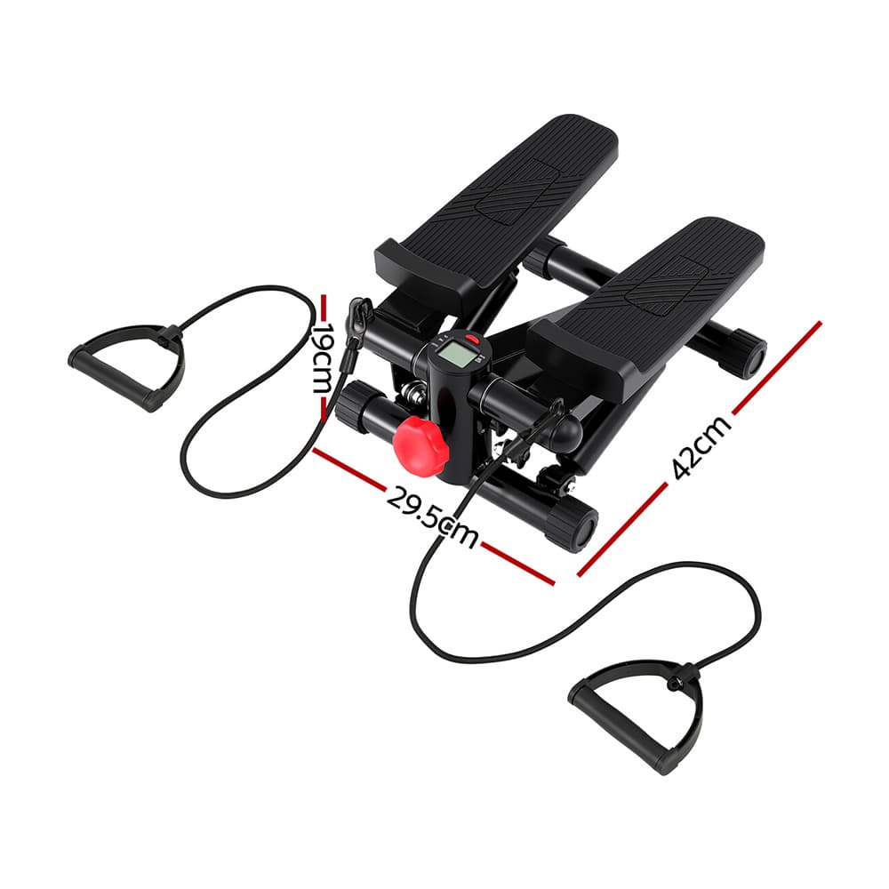 Mini Stepper with Resistance Rope Compact Home Workout Adjustable Intensity Black