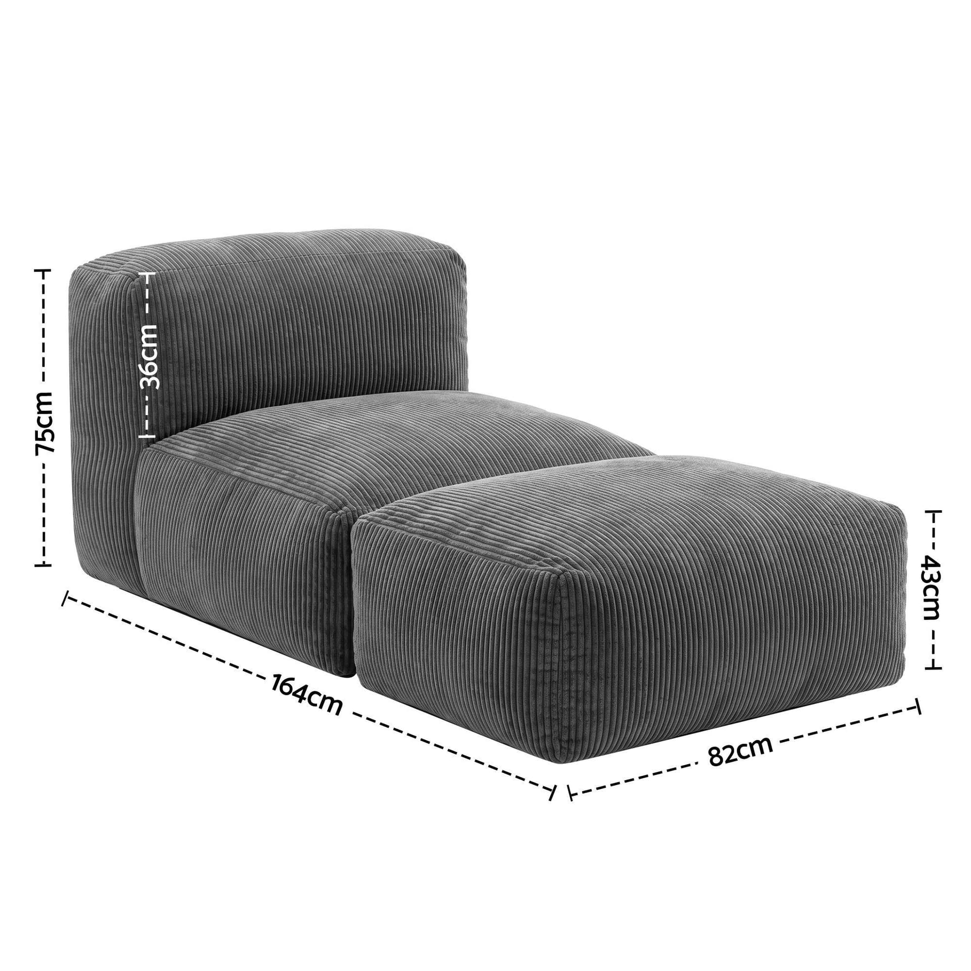 Bean Bag Sofa Bed Foldable Compact Design Grey
