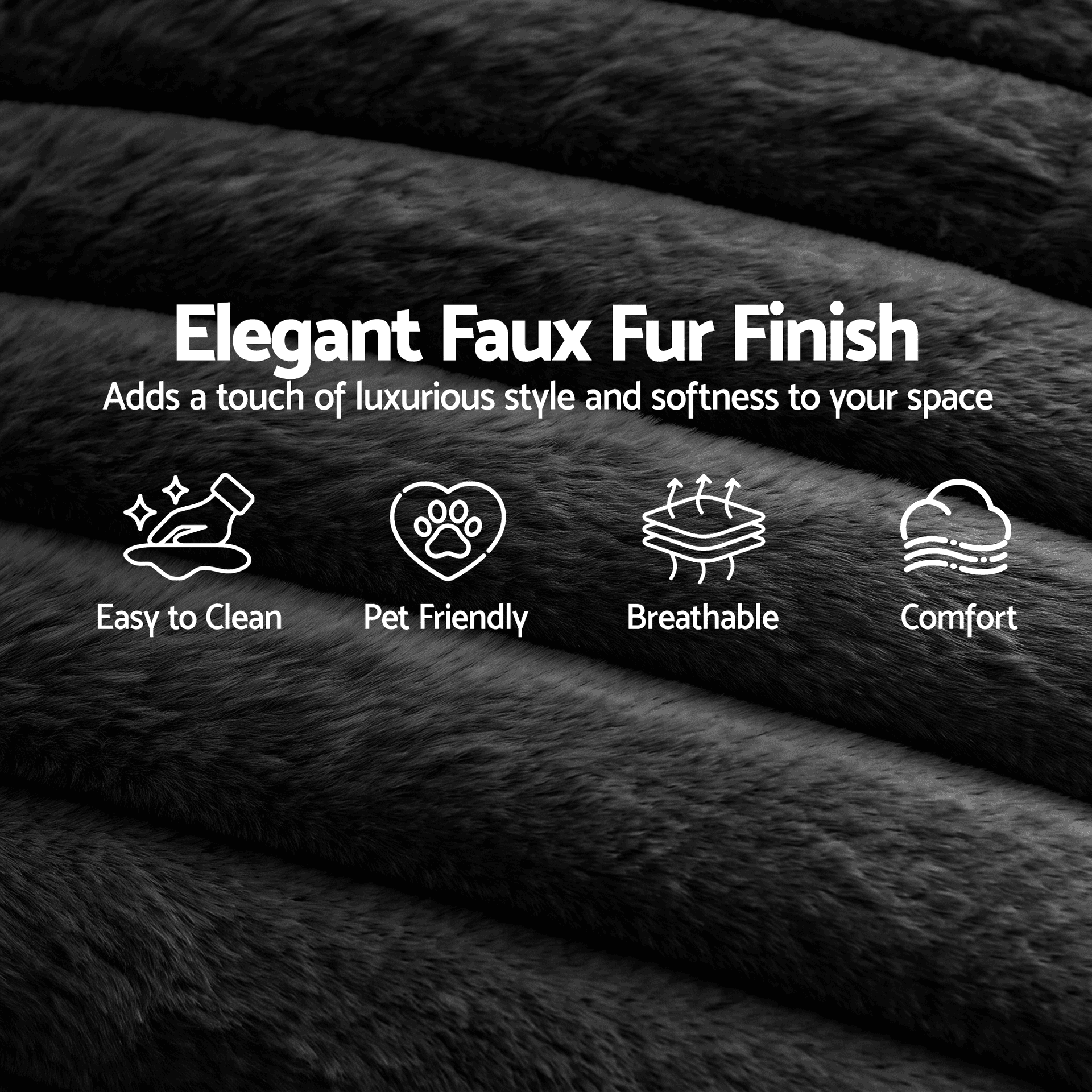 Artiss Sofa Bed Lounge Chair Sleeper Couch Chaise Single Seater Faux Fur Black