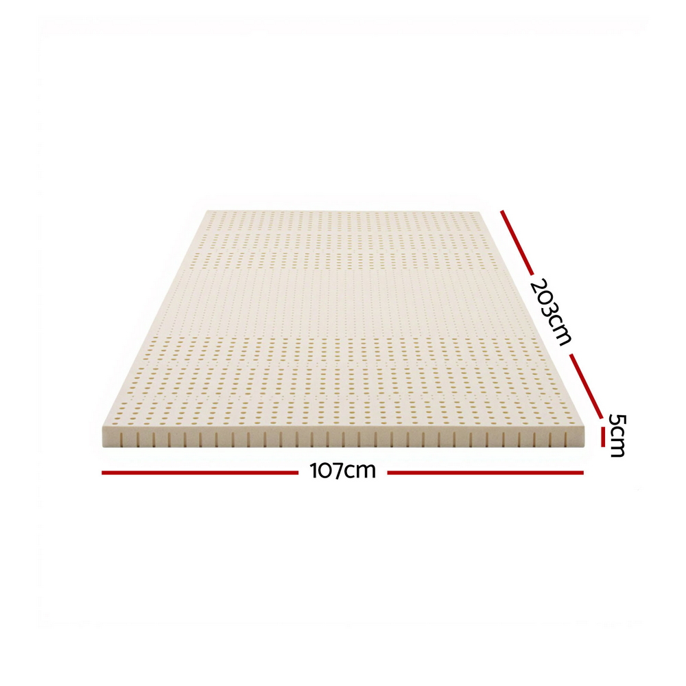 Giselle Bedding Latex Mattress Topper, 5cm Thick Cooling Bed Pad for Side Sleepers Pain Relief, 7 Zone Foldable Mat with Washable Cover for Guest Room Bedroom King Single