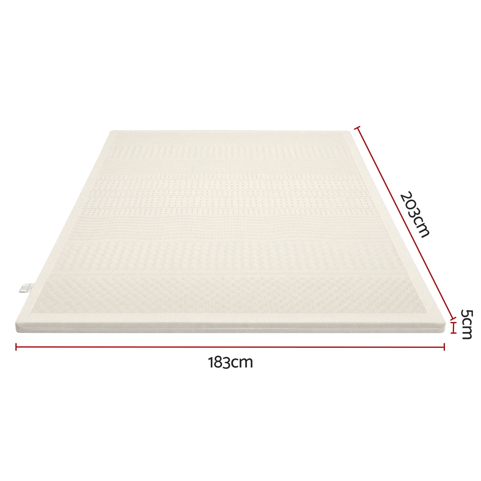 Giselle Bedding King Latex Mattress Topper 7-Zone Natural Latex Core Breathable 5cm