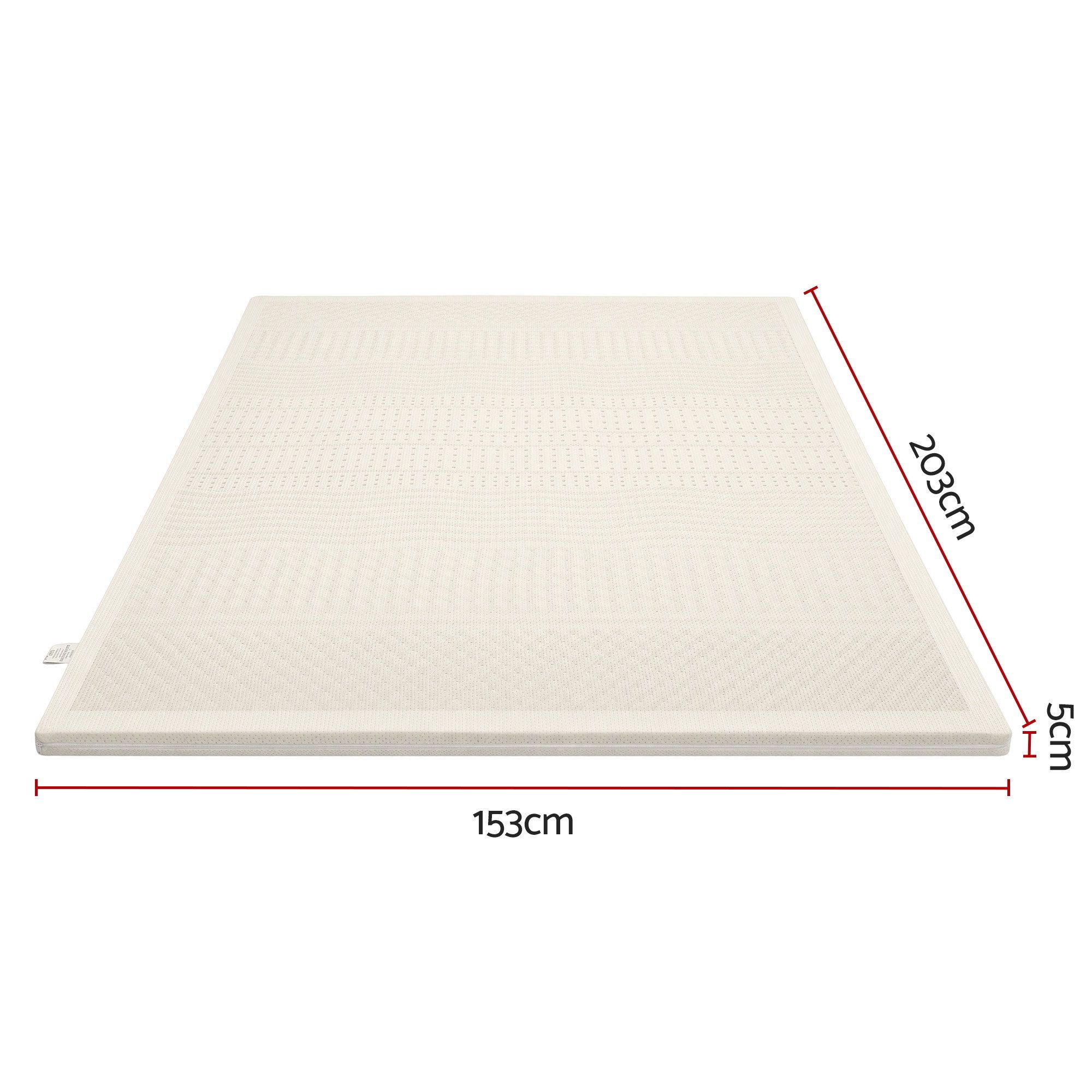 Giselle Bedding Queen Latex Mattress Topper 7-Zone Natural Latex Core Breathable 5cm