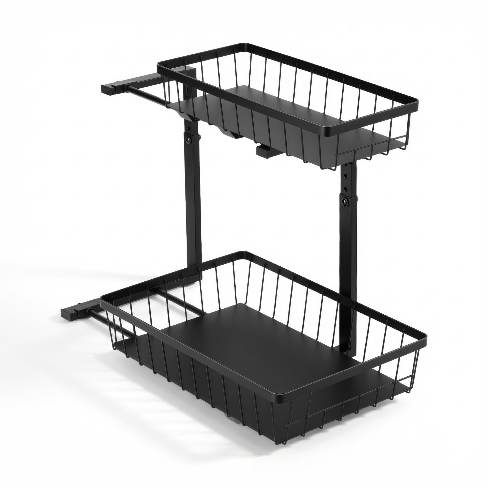 Artiss Under Sink Organizer Storage with 2 Slide Out Drawers 5 Adjustable Height Bathroom Kitchen Cabinet Black
