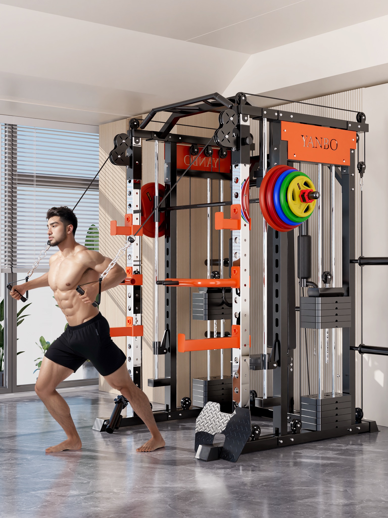 SmartFit M1 Ultra Leg Press and Chest Fly Multi Functional Training Smith Machine Home Gym with 130kgs pin loaded package