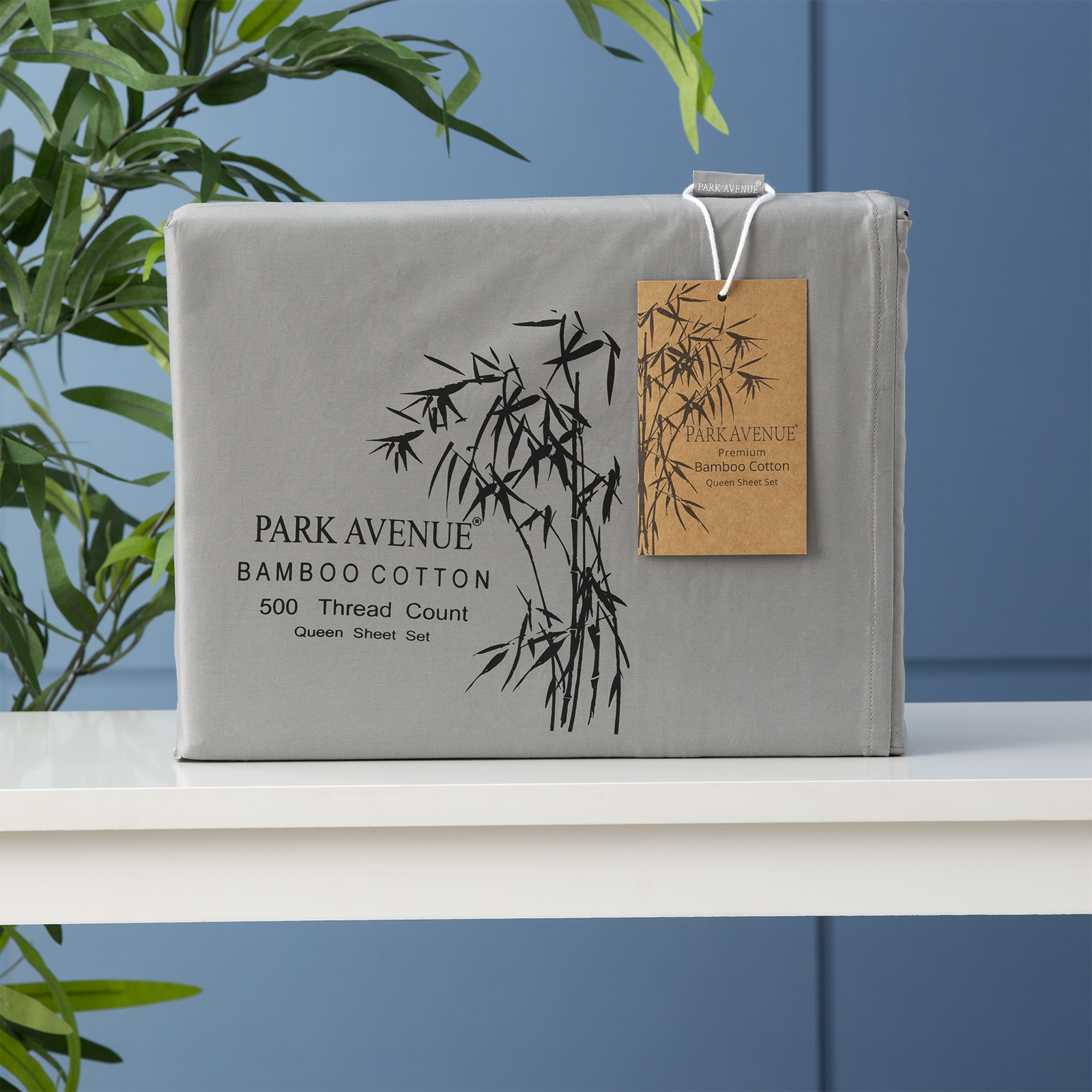 500 TC Bamboo Cotton Charcoal Split Head Queen Sheet Set by Park Avenue