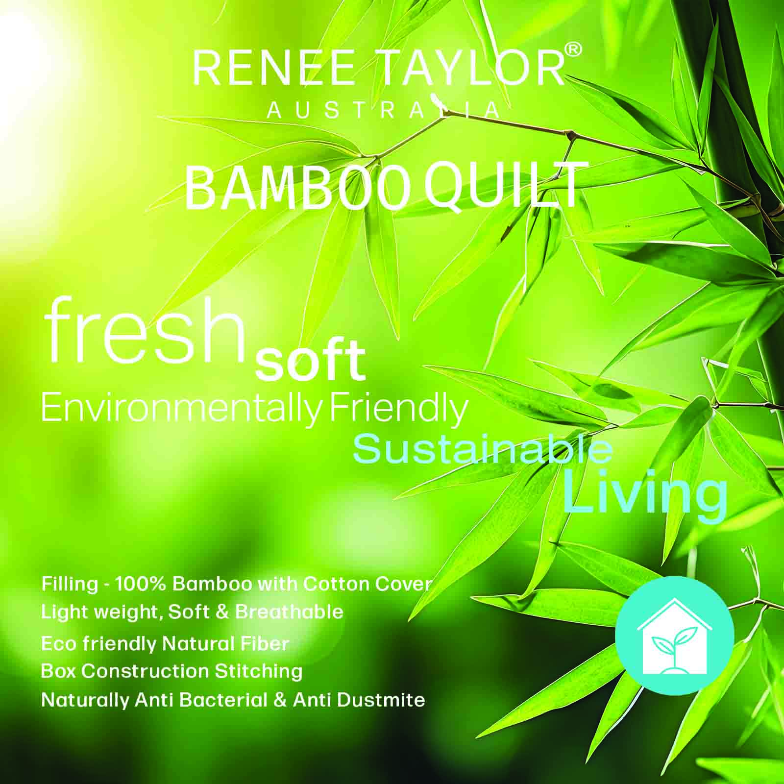 400 GSM All Seasons Natural Bamboo King Quilt by Renee Taylor