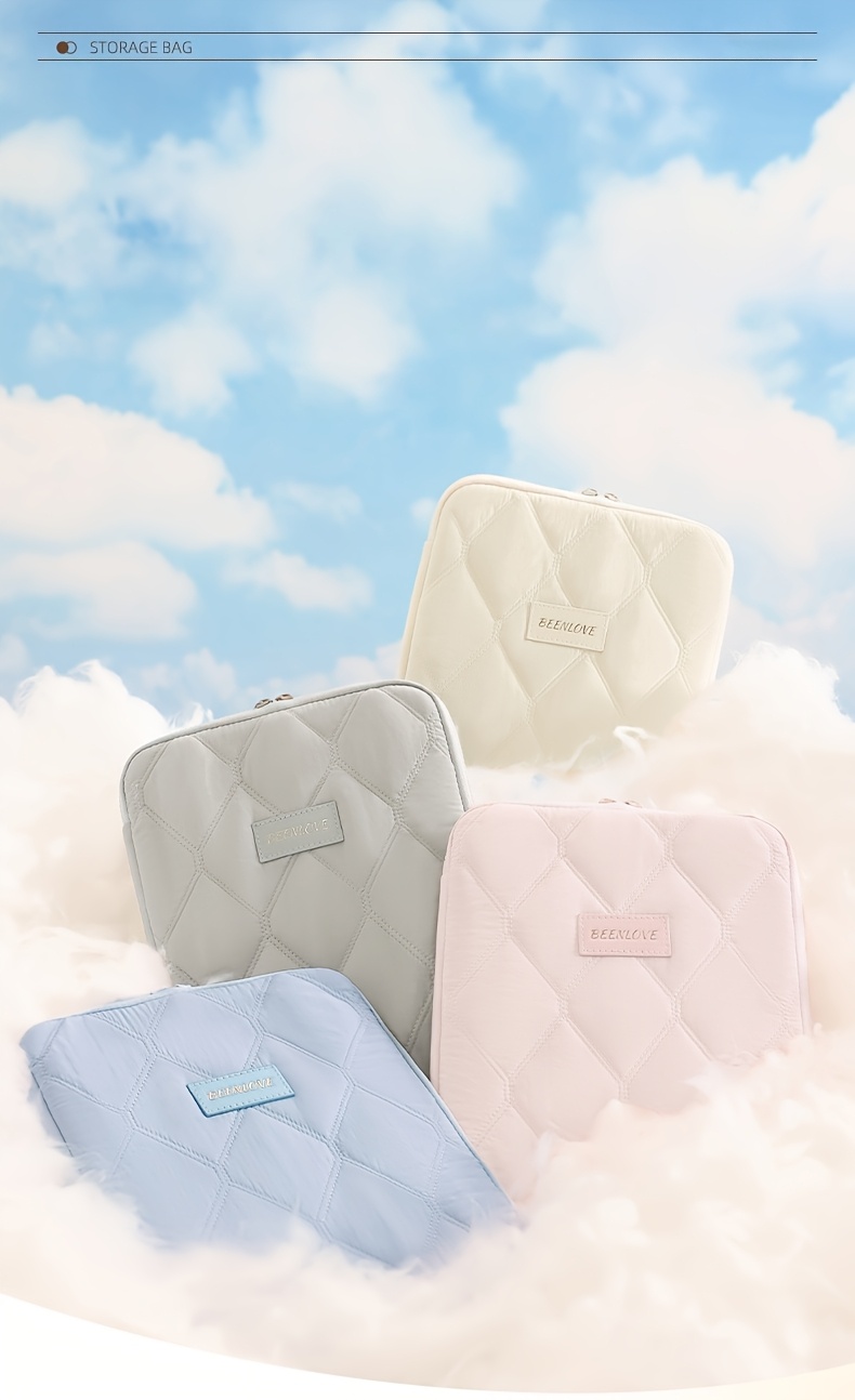 (beige)**BEENLOVE Tablet Storage Bag: 180° Full-Open Independent Compartment, Shockproof & Portable, Multifunctional Design**
