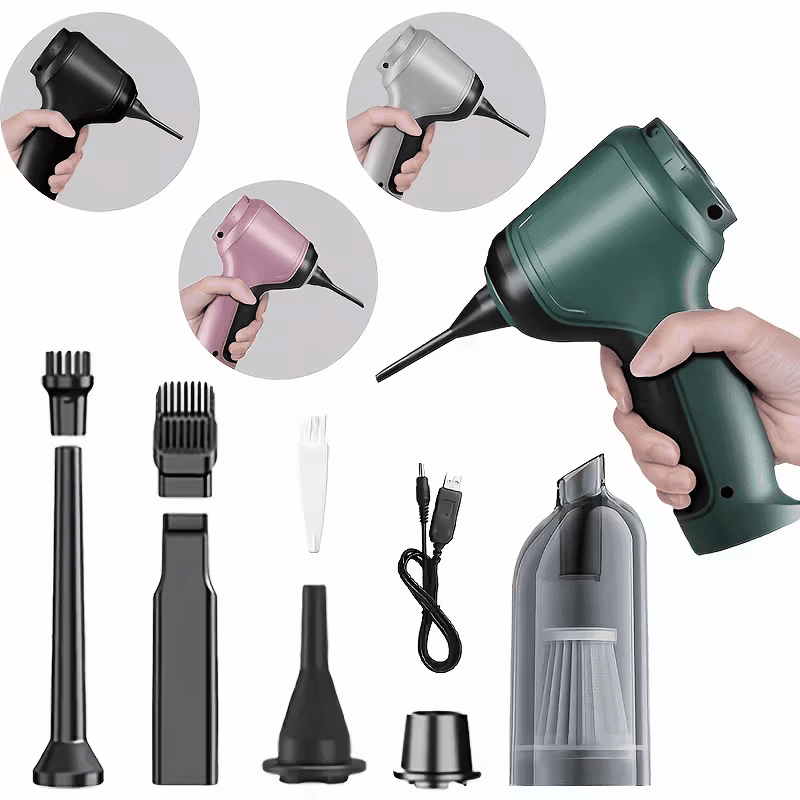 Three-in-one high-power cordless vacuum cleaner, suitable for both car and home use, with an ultra-long battery life. It can vacuum, blow air, remove dust, and clean pet hair. It comes with a variety of accessories and is ready to use immediately