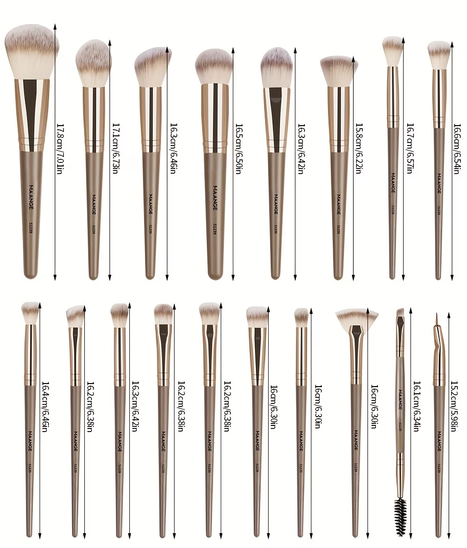 MAANGE 18-piece professional makeup brush set, including 18 makeup brushes + velvet cloth bag, soft brush hair makeup brushes, foundation brush, eye shadow brush, blending brush, concealer brush, eyeliner brush, skin-friendly powder puff set, travel