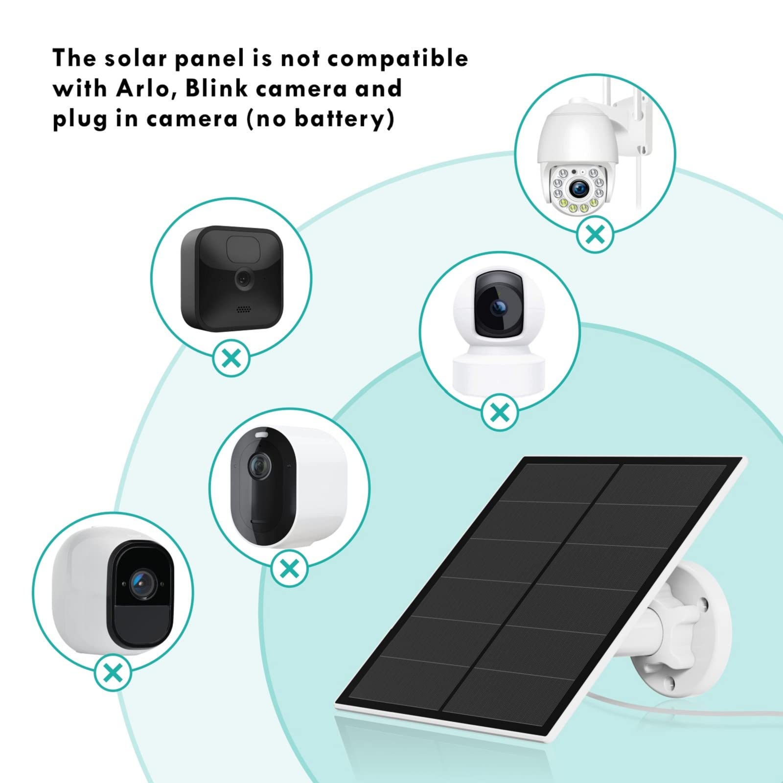 5W Solar Panel for Outdoor Security Camera – 5V USB Charger with 9.8ft Cable, IP65 Waterproof, Adjustable Mount, Compatible with Most Battery Cameras (White)