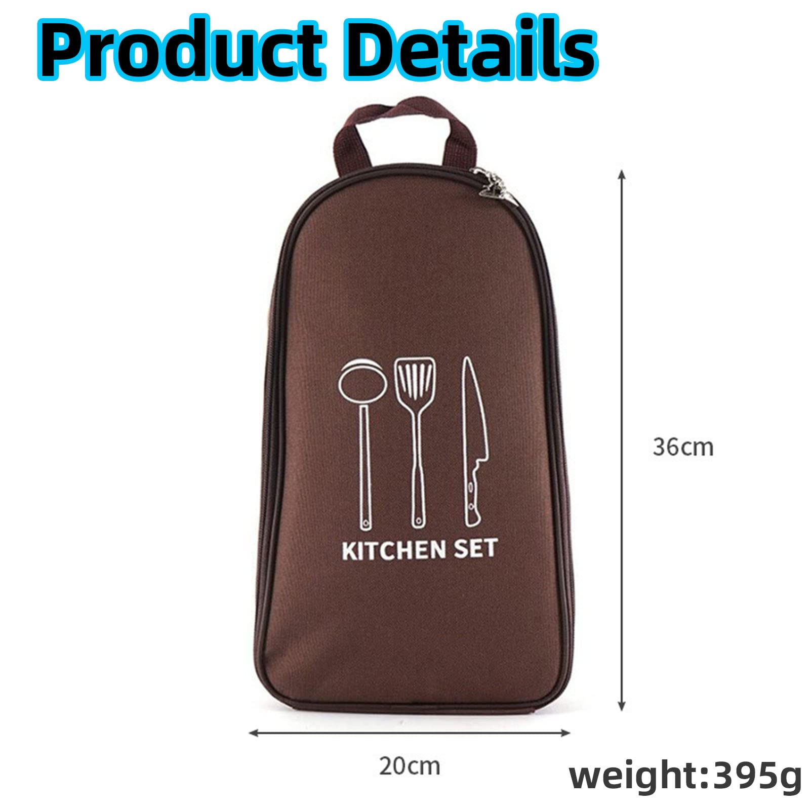 Multi-Functional Outdoor Kitchen Utensil Organizer – Durable Travel Storage Bag with Elastic Straps, Mesh Pockets & Carry Handle, Compact Size (Brown)