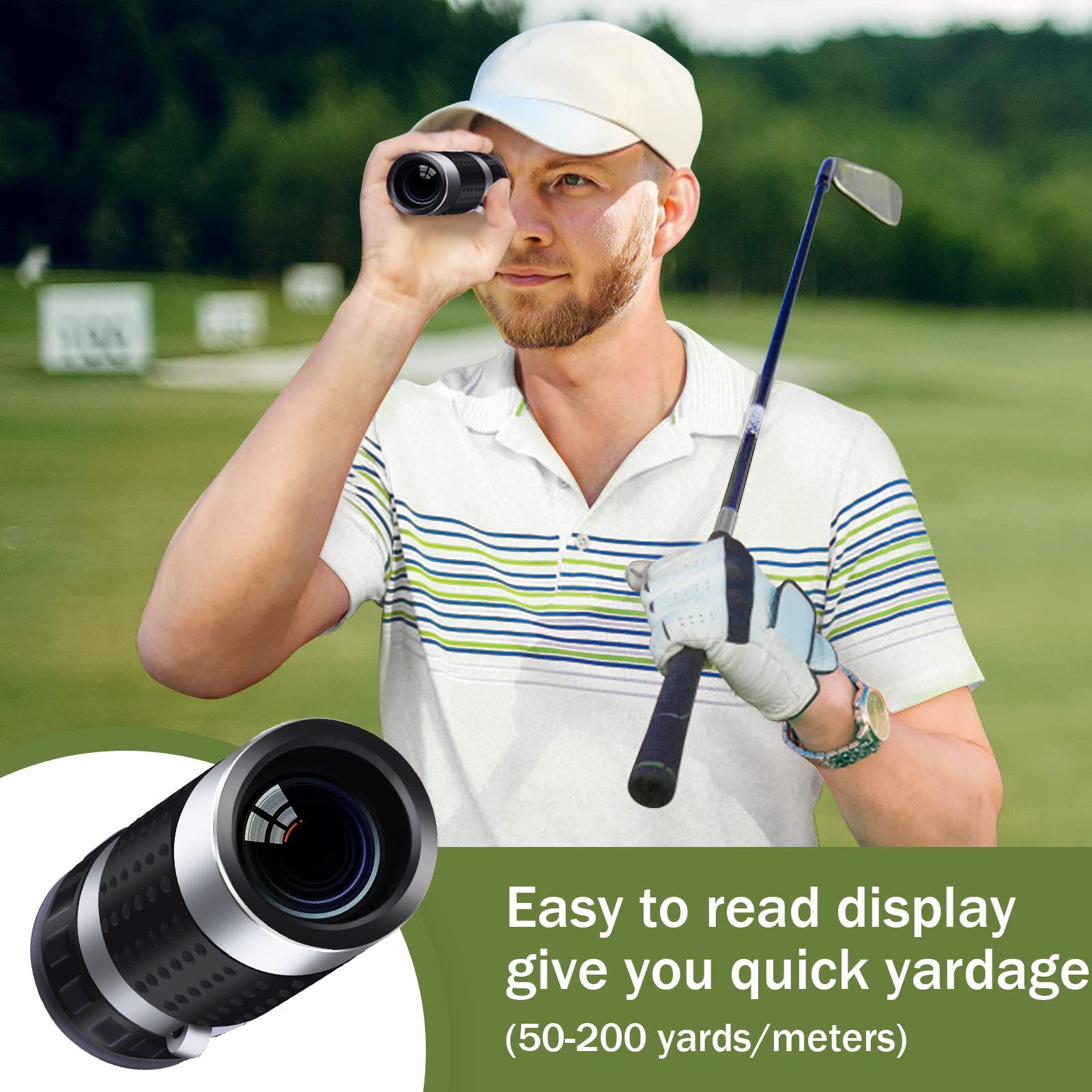 Premium Golf Accessory Kit with Rangefinder, Tees, Balls & 6-in-1 Divot Tool – Brown Leather Case for Men and Women (Brown)