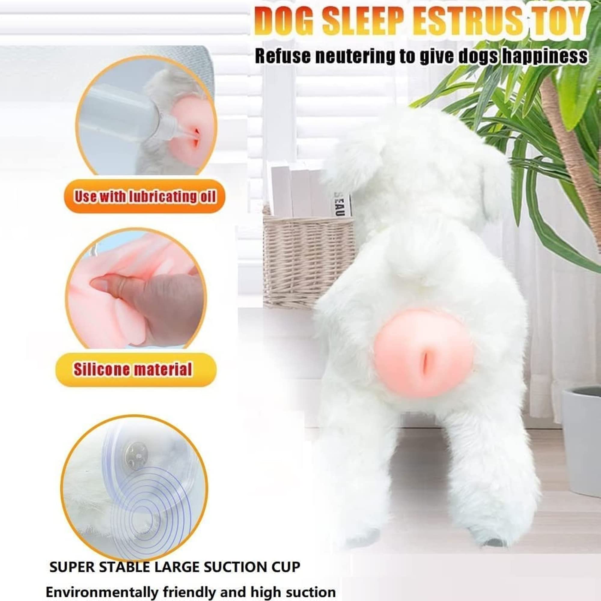 Pet Behavioral Support Doll – Realistic Canine Companion Toy for Stress Relief, Made of TPE Silicone & Soft Fur, Stable Suction Base, 1:1 Anatomical Design, for Small to Medium Dogs (White, Channel Height 28cm)