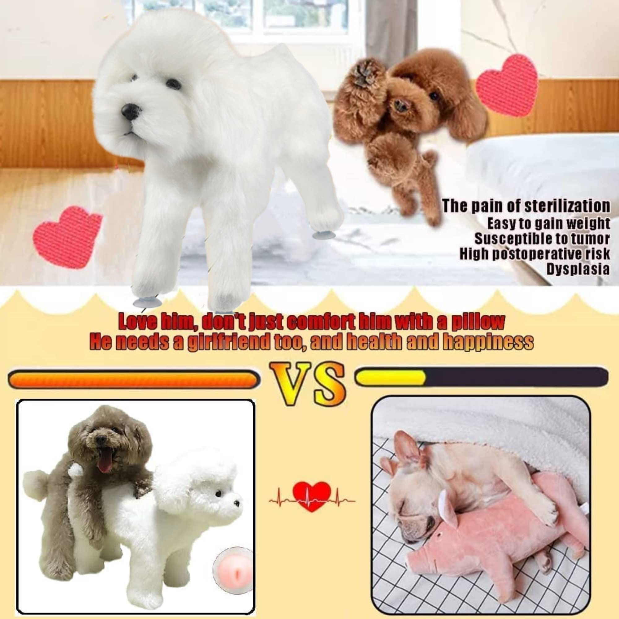 Pet Behavioral Support Doll – Realistic Canine Companion Toy for Stress Relief, Made of TPE Silicone & Soft Fur, Stable Suction Base, 1:1 Anatomical Design, for Small to Medium Dogs (White, Channel Height 28cm)