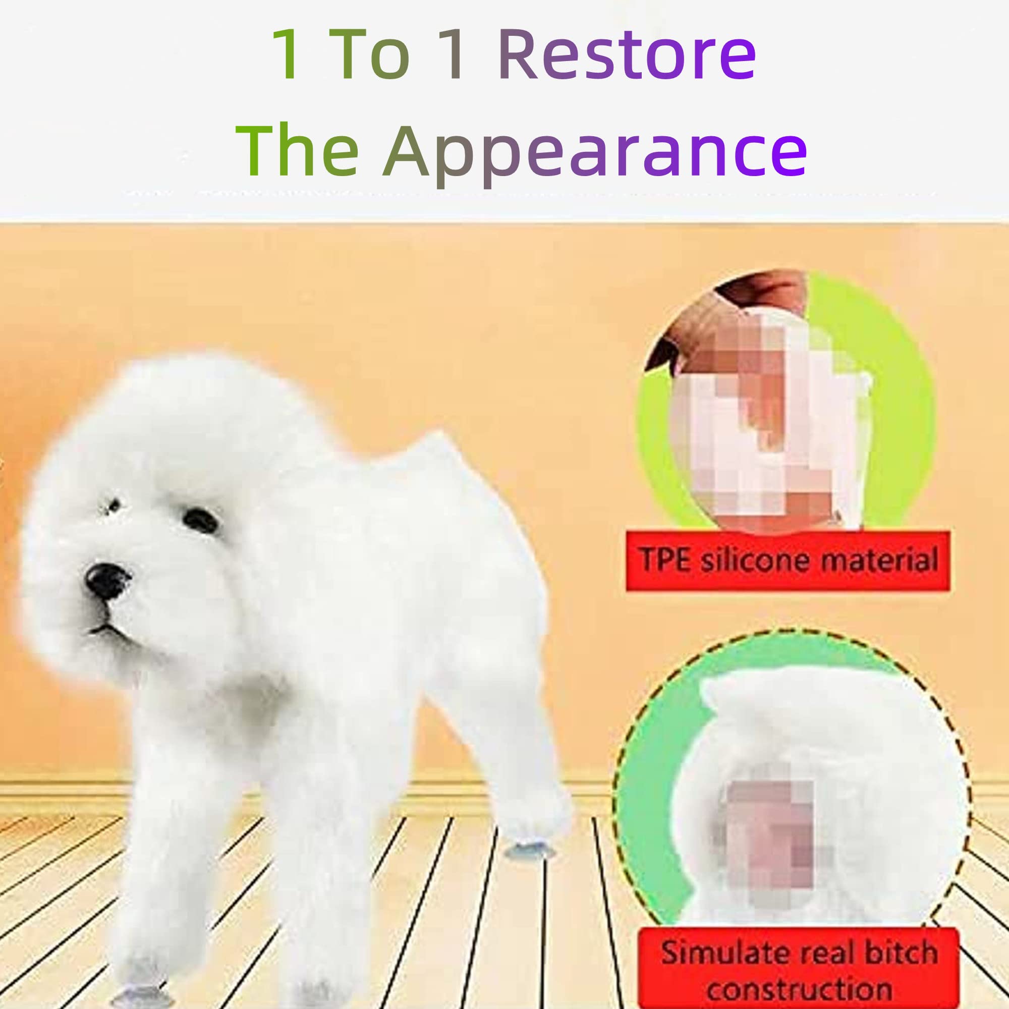 Pet Behavioral Support Doll – Realistic Canine Companion Toy for Stress Relief, Made of TPE Silicone & Soft Fur, Stable Suction Base, 1:1 Anatomical Design, for Small to Medium Dogs (White, Channel Height 28cm)