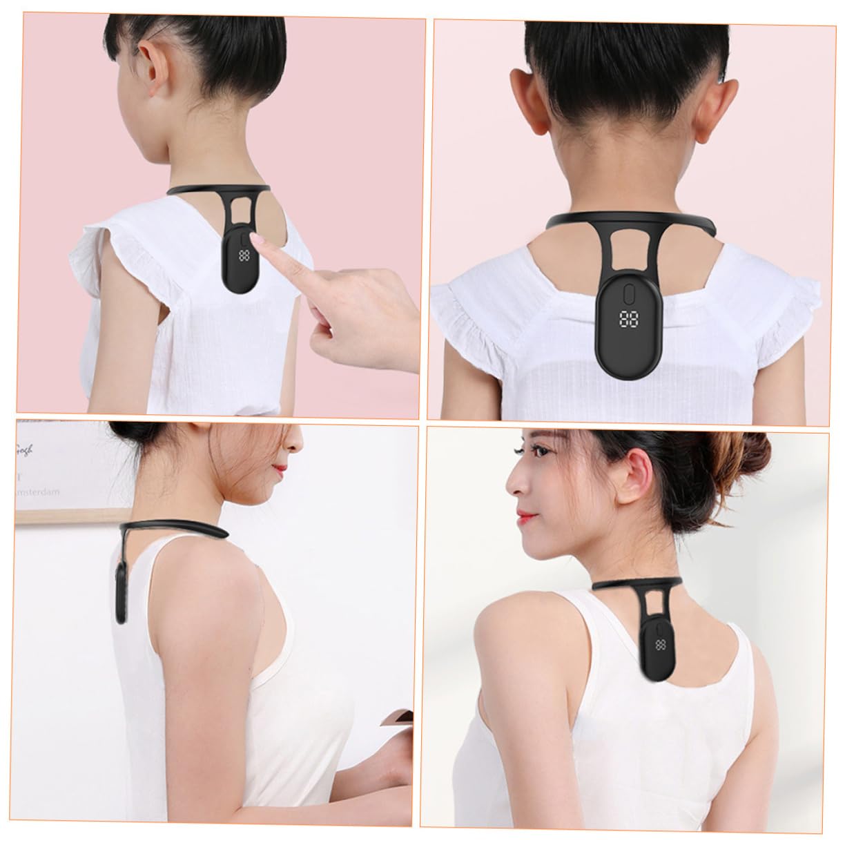 Smart Posture Corrector with Vibration Reminder – Neck-Worn Back Posture Trainer for Kids & Teens, Anti-Curved Back Device with Digital Display (Black)