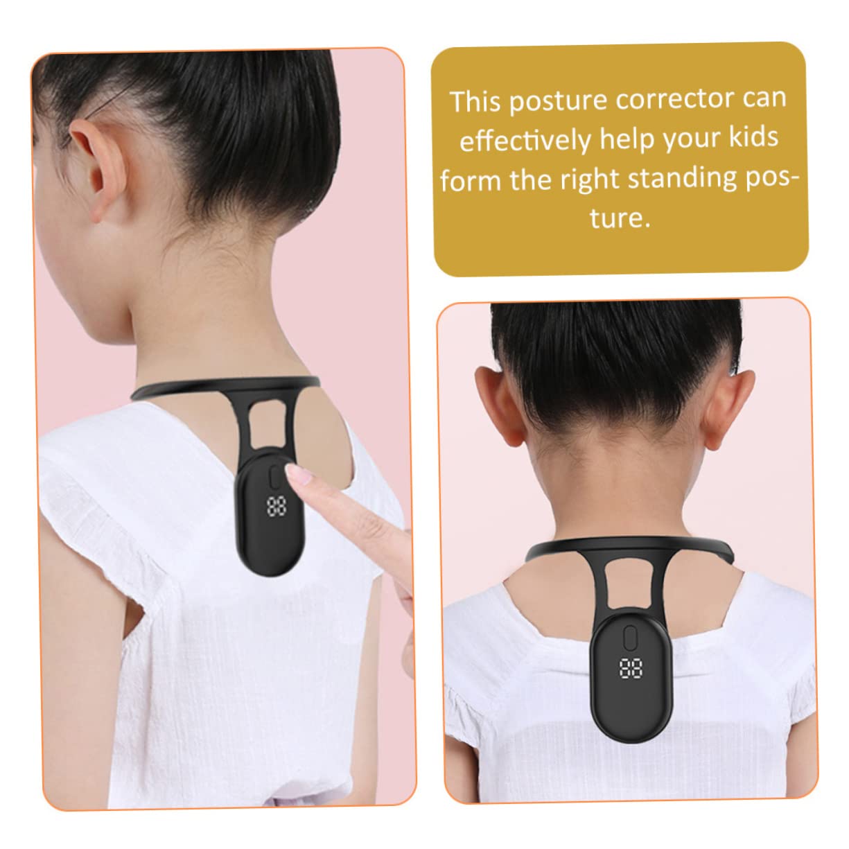 Smart Posture Corrector with Vibration Reminder – Neck-Worn Back Posture Trainer for Kids & Teens, Anti-Curved Back Device with Digital Display (Black)